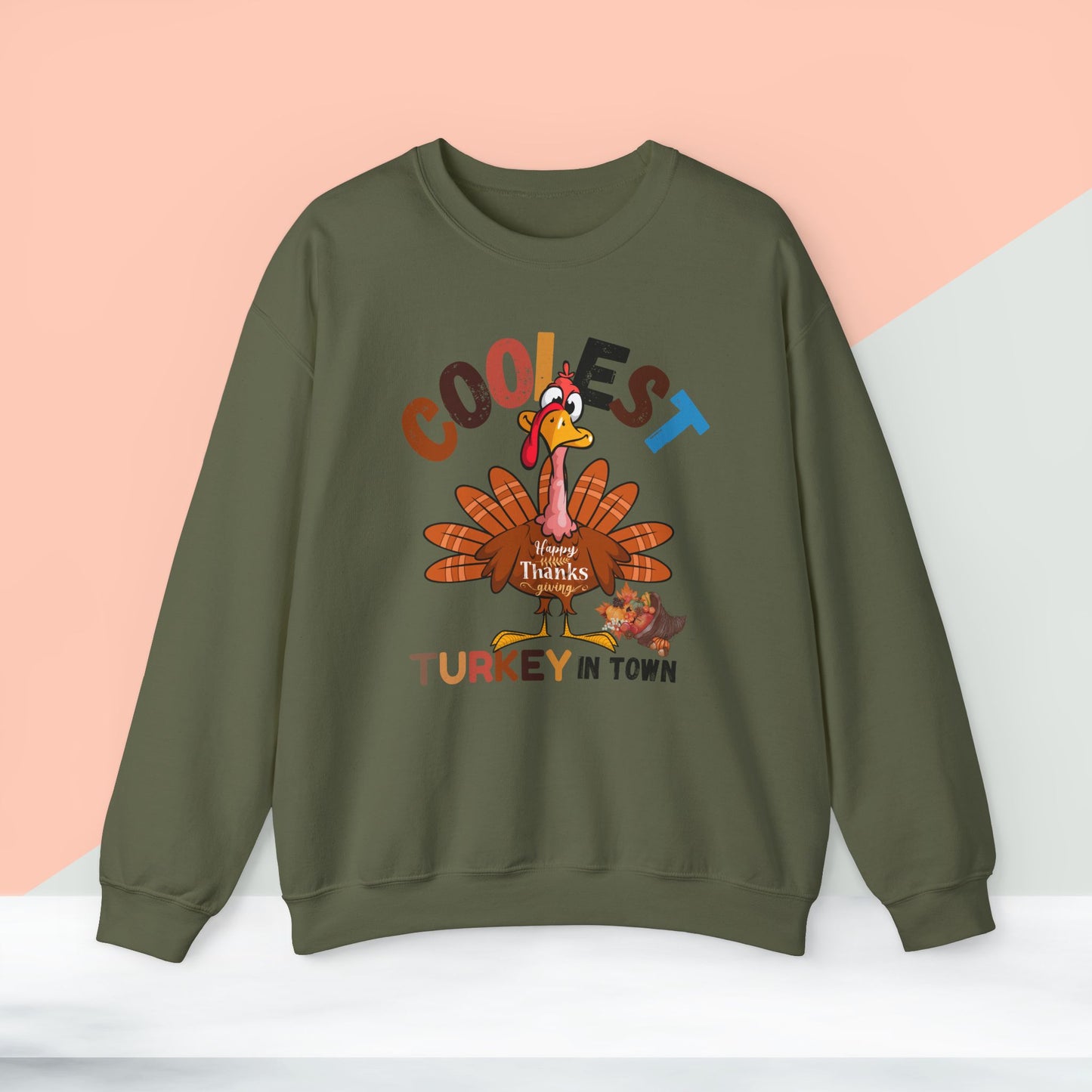Coolest Turkey in Town Sweatshirt, HappyThanksgiving Sweatshirt - Unisex Heavy Blend, Happy Thanksgiving2024 Sweatshirt, Thanksgiving Gift, Festive Sweatshirt.