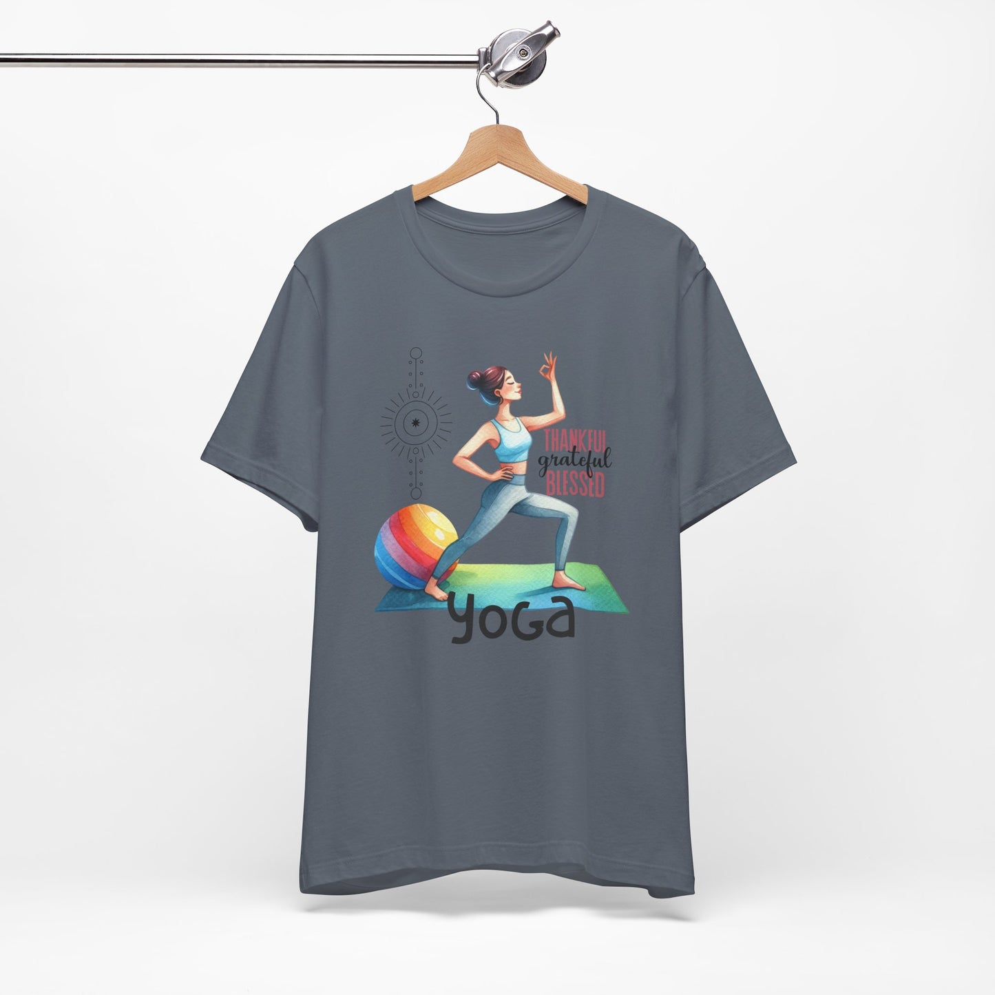 Thankful Grateful Blessed Yoga Design T-Shirt, Cute Yoga workout Shirt, Yoga lovers T-shirt, Yoga Instructor Gift, Gym shirt, Gift For Yoga lover, Gift For Yogi.