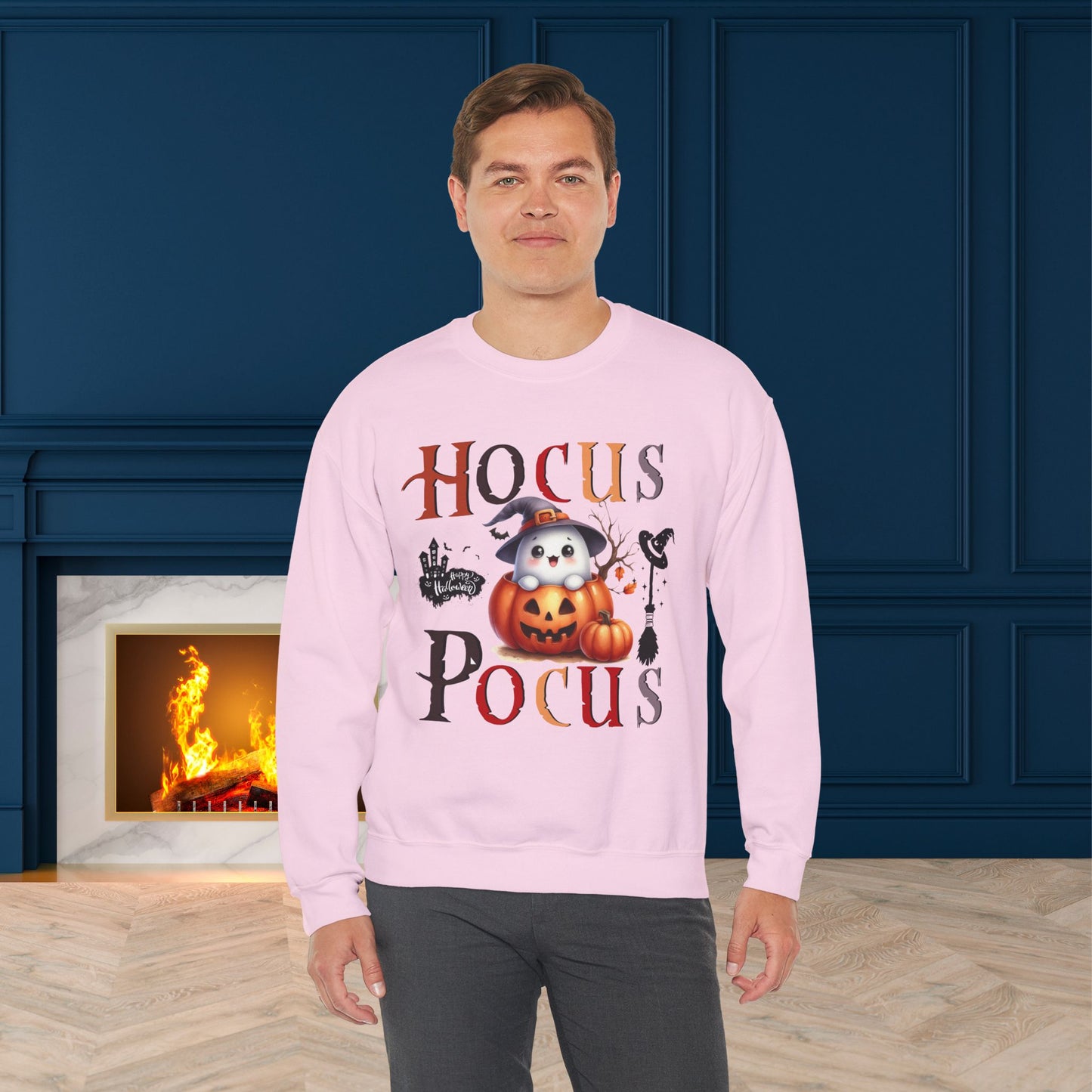 Hocus Pocus Happy Halloween Sweatshirt, Happy Halloween Sweatshirt - Unisex Heavy Blend Crewneck, Halloween Sweatshirt, Cute Spooky Ghost sweatshirt.