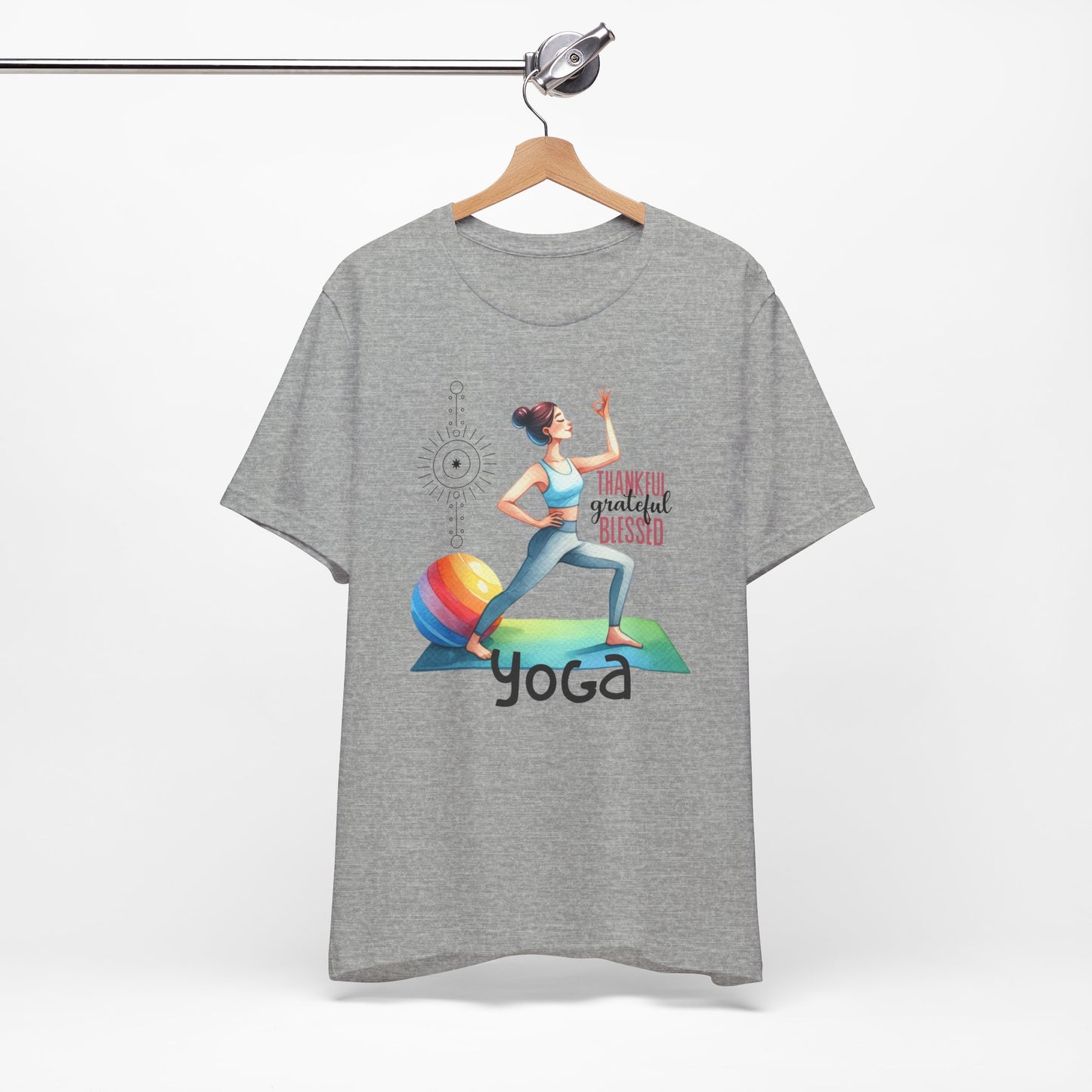 Thankful Grateful Blessed Yoga Design T-Shirt, Cute Yoga workout Shirt, Yoga lovers T-shirt, Yoga Instructor Gift, Gym shirt, Gift For Yoga lover, Gift For Yogi.