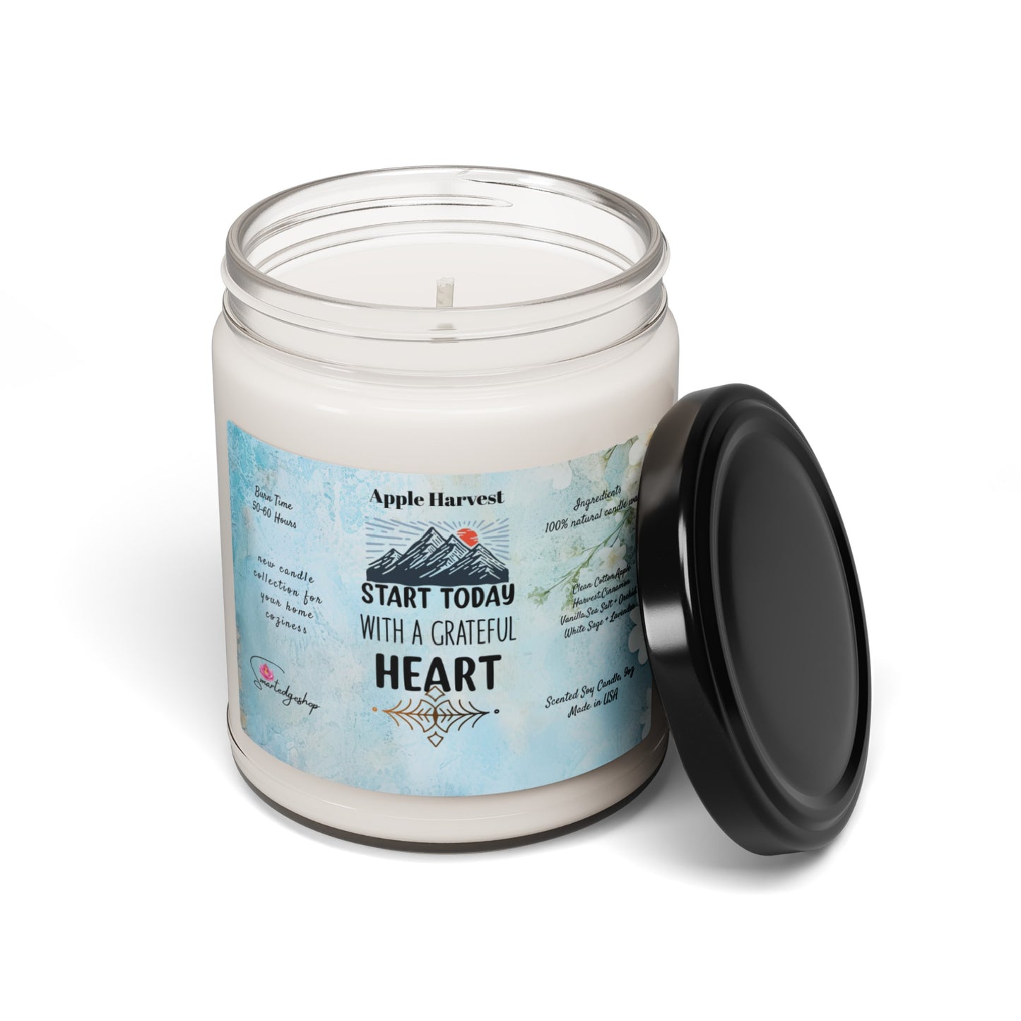 Start Today With A Grateful Heart Yoga Scented Soy Candle, 9oz,Yoga , CuteCandle, Mindful Gift, Yoga lovers candle, Yoga Instructor Gift, Gift For Yoga lovers, Gift For Yogi.