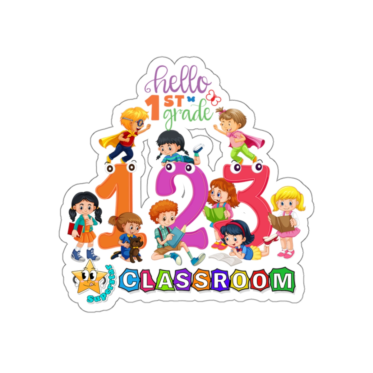 Back To School Kiss-Cut Stickers, First Grade Squad Kiss-Cut Stickers, Gift for First graders, Ready for School, Back to Learning.