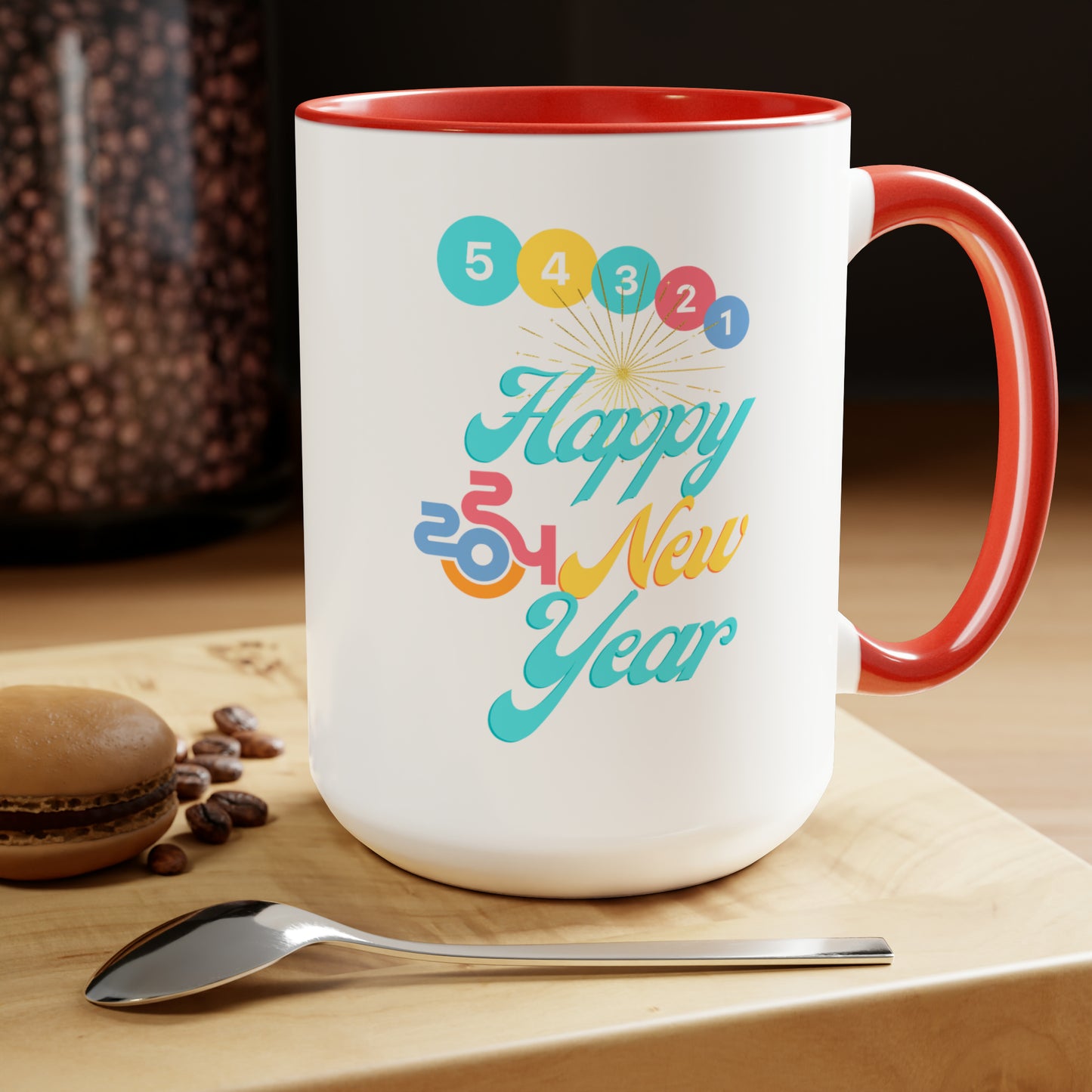 Happy New Year Two-Tone Coffee Mugs, 15oz