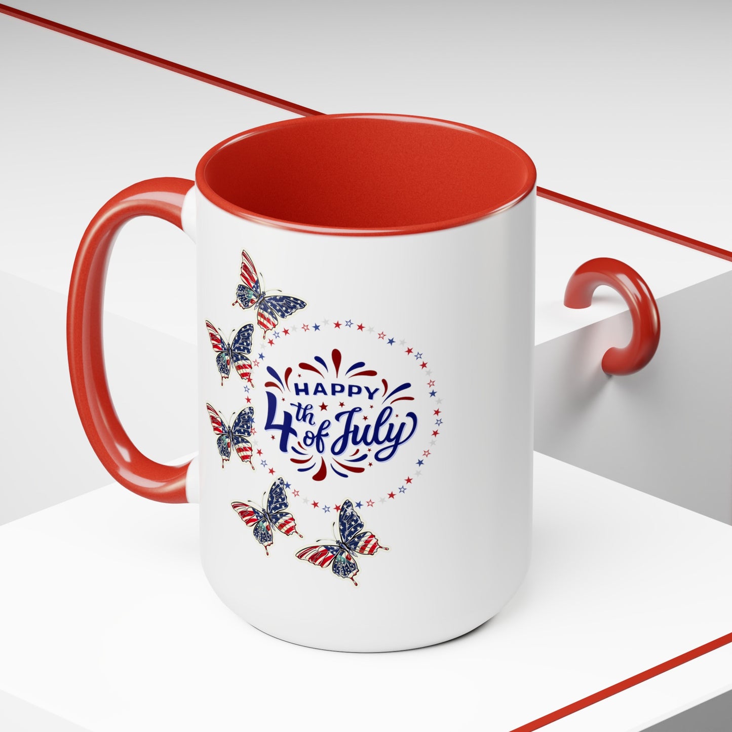 Happy 4th Of July Two -Tone Coffee Mug.15oz.
