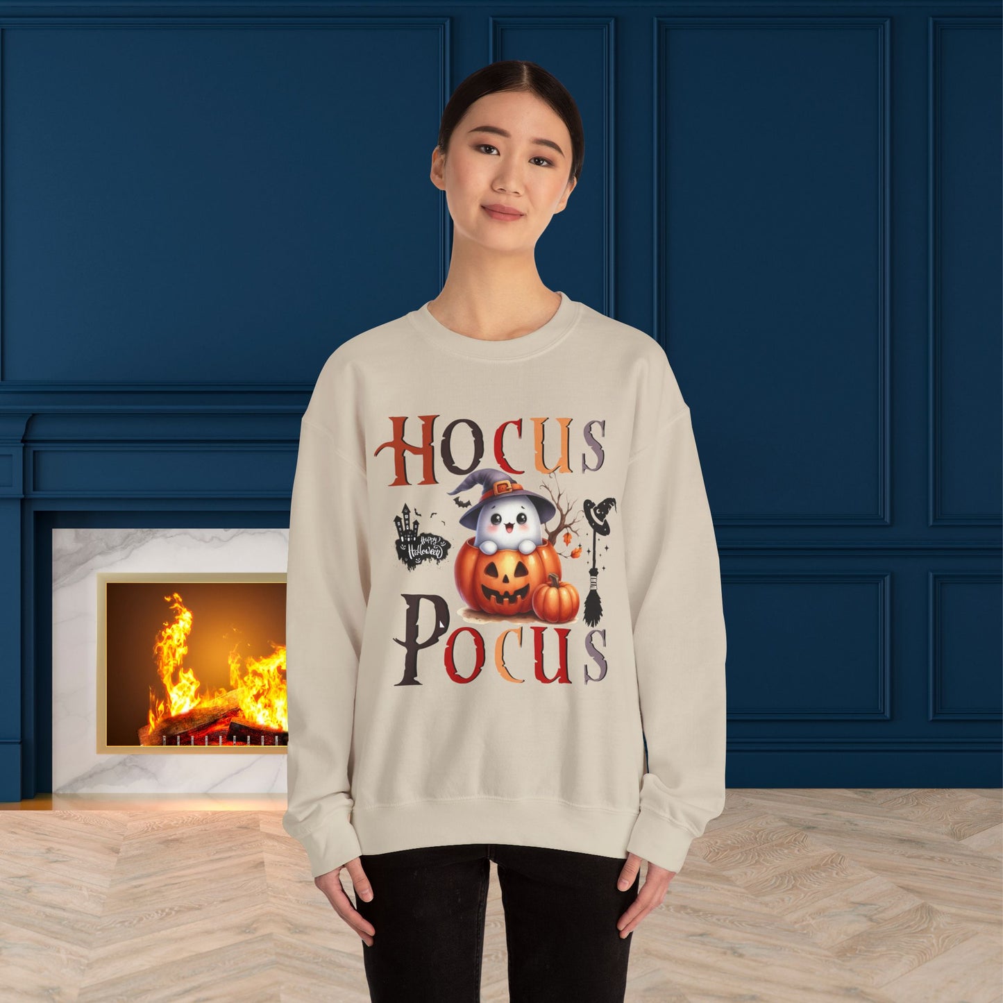 Hocus Pocus Happy Halloween Sweatshirt, Happy Halloween Sweatshirt - Unisex Heavy Blend Crewneck, Halloween Sweatshirt, Cute Spooky Ghost sweatshirt.