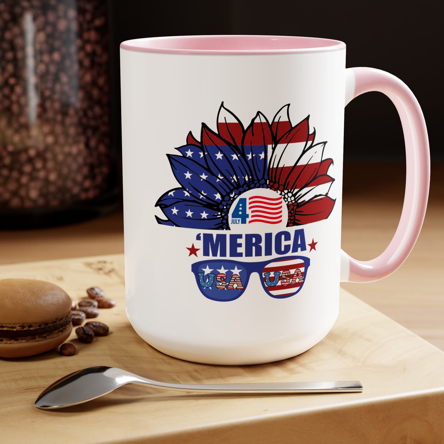 Happy 4th Of July Two -Tone Coffee Mug.15oz.
