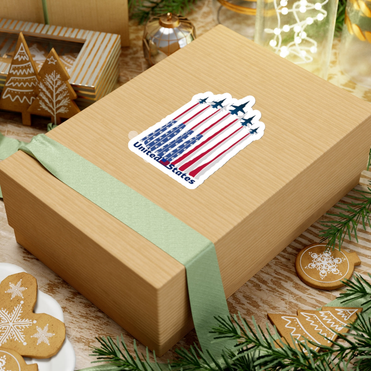 Happy 4th Of July Kiss-Cut Stickers, America, Flag, Peace Love America. Proud To Be An American, Red White Blue stickers. Meowica Stickers.