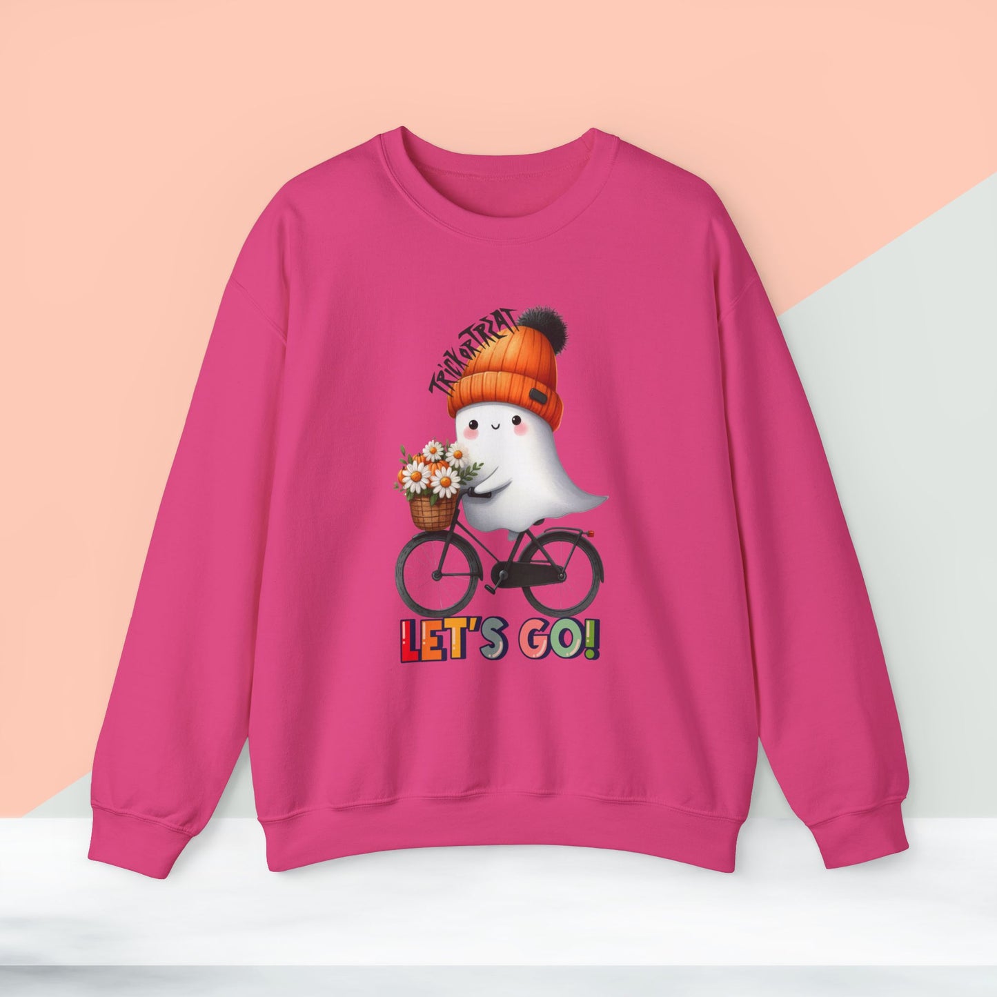 Let's Go Happy Halloween Sweatshirt, Happy Halloween Sweatshirt - Unisex Heavy Blend Crewneck, Halloween Sweatshirt, Cute Spooky Ghost sweatshirt.