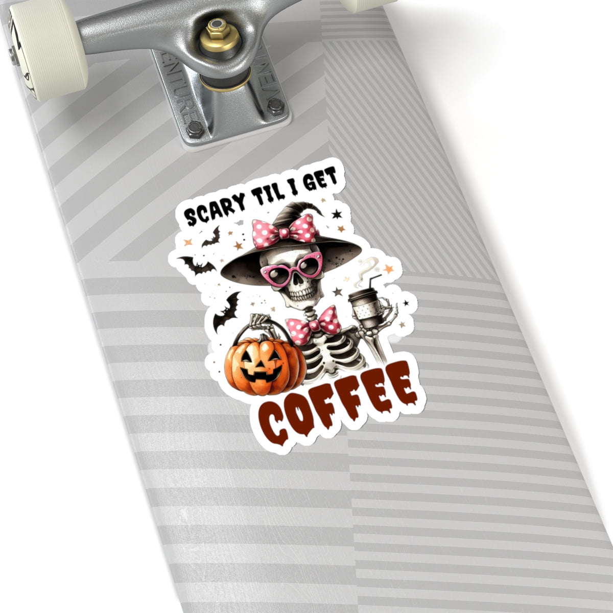 Scary Til I Get Coffee Halloween Kiss-Cut Stickers, Cute Skeleton Halloween Kiss-Cut Stickers, Happy Halloween Kiss-Cut Stickers, Spooky Season Kiss-Cut Stickers, Trick Or Treat Halloween Kiss-Cut Stickers.