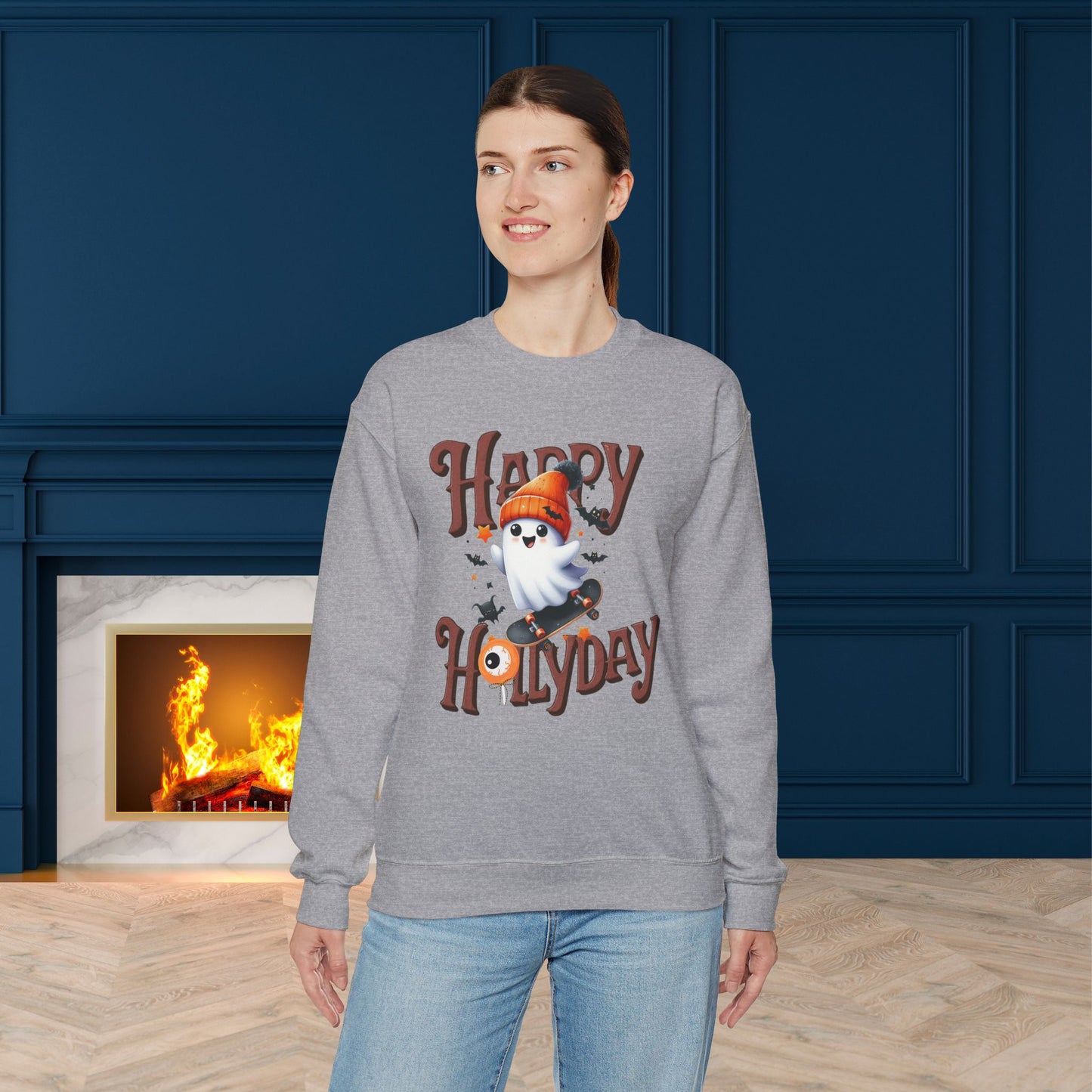 Happy Halloween Sweatshirt, Happy Halloween Sweatshirt - Unisex Heavy Blend Crewneck, Halloween Sweatshirt, Cute Spooky Ghost sweatshirt.