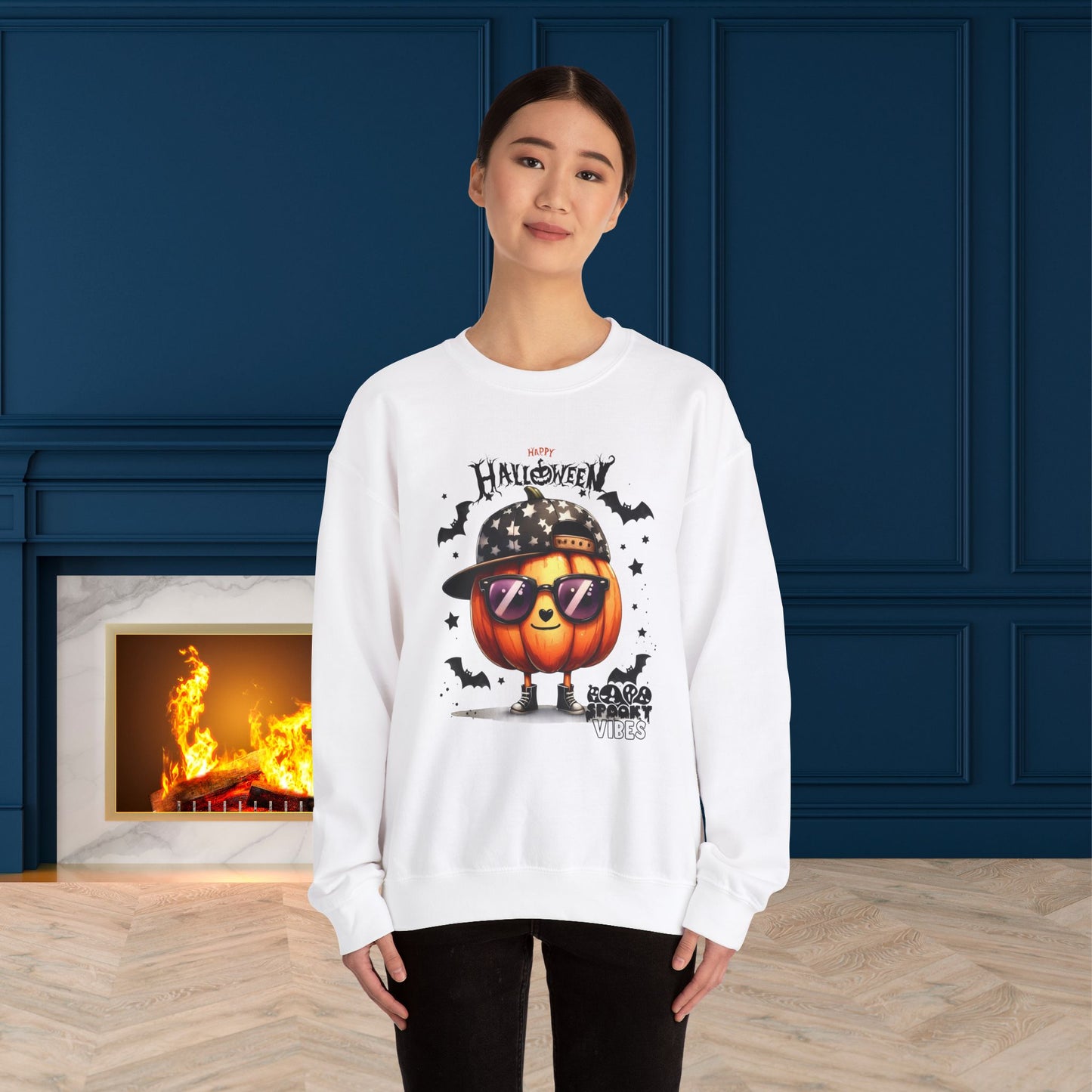 Spooky Vibes Halloween Sweatshirt, Happy Halloween Sweatshirt - Unisex Heavy Blend Crewneck, Halloween Sweatshirt, Cute Spooky Ghost sweatshirt.