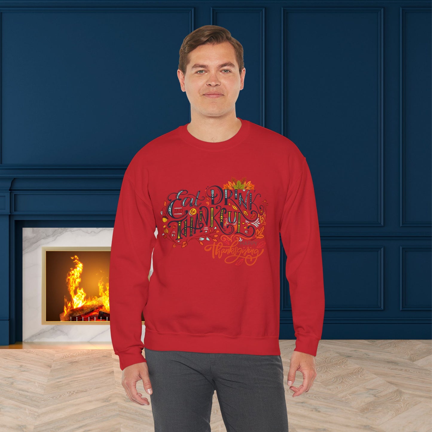 Eat Drink & Thankful Sweatshirt, Thanksgiving Sweatshirt, HappyThanksgiving Sweatshirt - Unisex Heavy Blend, Happy Thanksgiving2024 Sweatshirt, Thanksgiving Gift, Festive Sweatshirt.