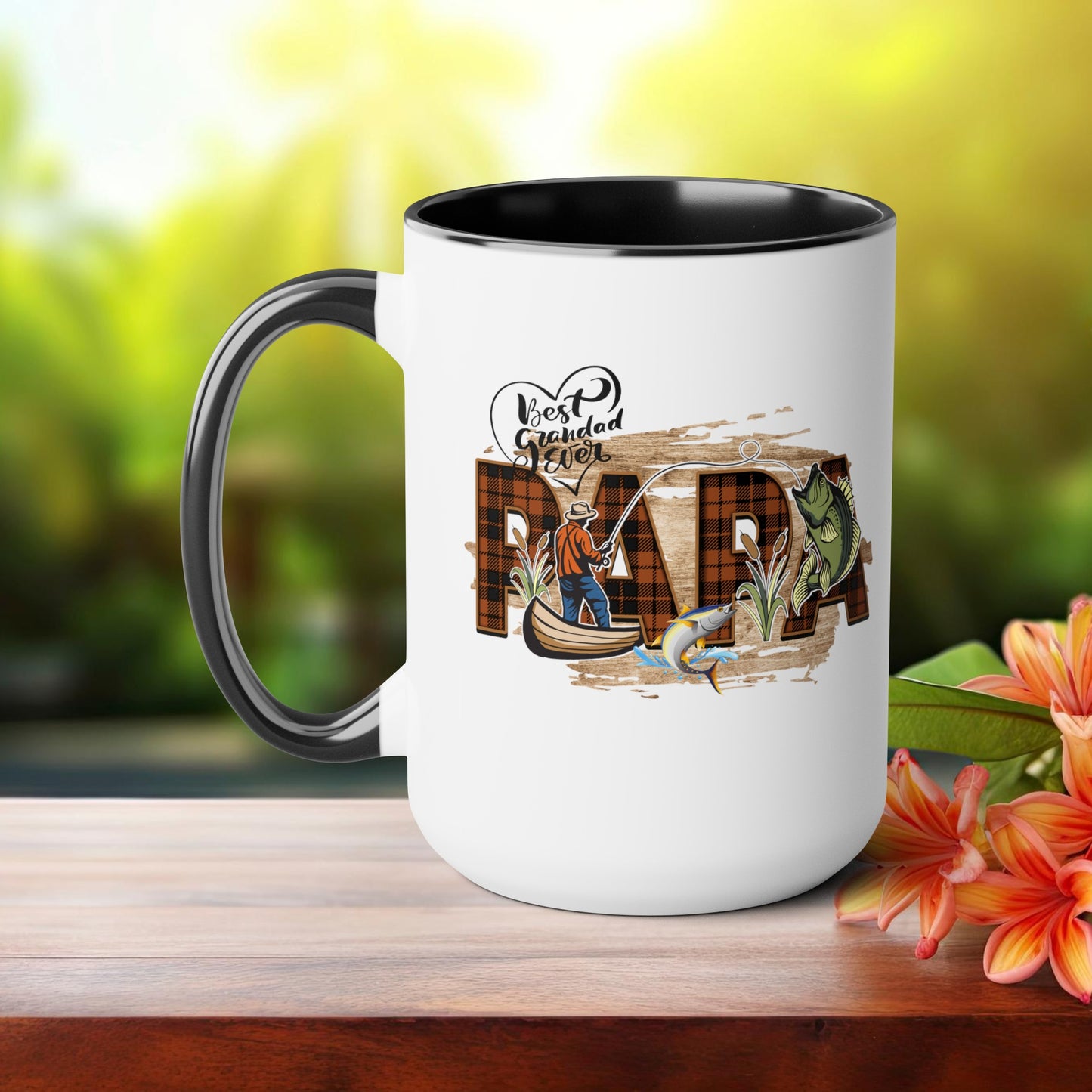 Happy father's dayTow-Tone Coffee Mug.15oz, Gift for Papa, Coffee Mug For Papa.