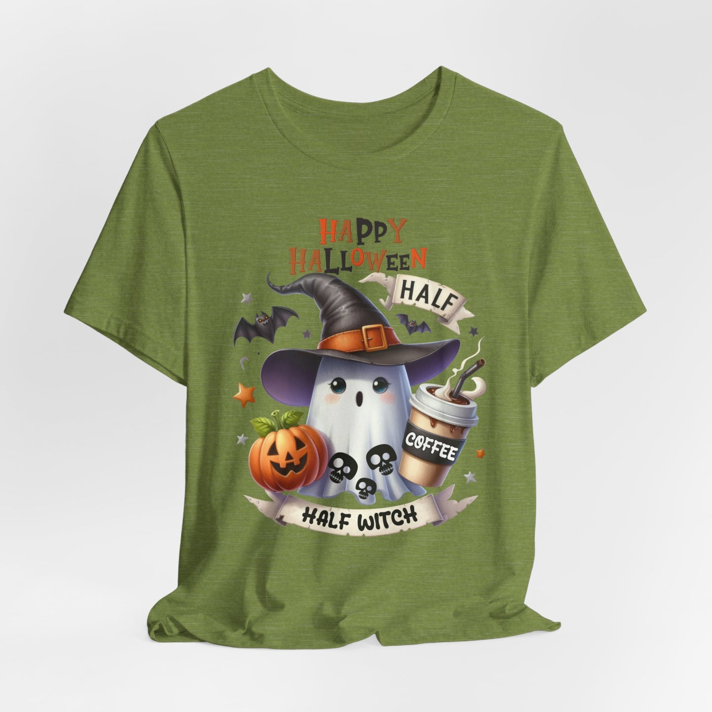 Half Coffee Half Witch T-shirt, Happy Halloween T-shirt, Trick Or Treat T-shirt, Halloween T-shirt, Cool Halloween T-shirt, Spooky T-shirt,