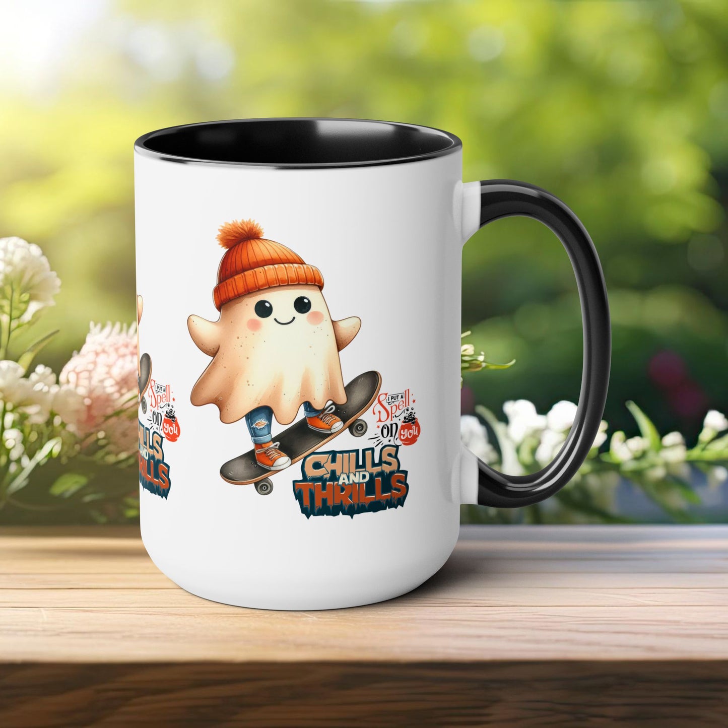 Chills & Thrills Halloween Coffee Mug, Let's Go Halloween Coffee Mug, Trick or Treat Halloween Coffee Mug, Cute Skeleton Coffee Mug, Spooky Season Halloween Coffee Mug.