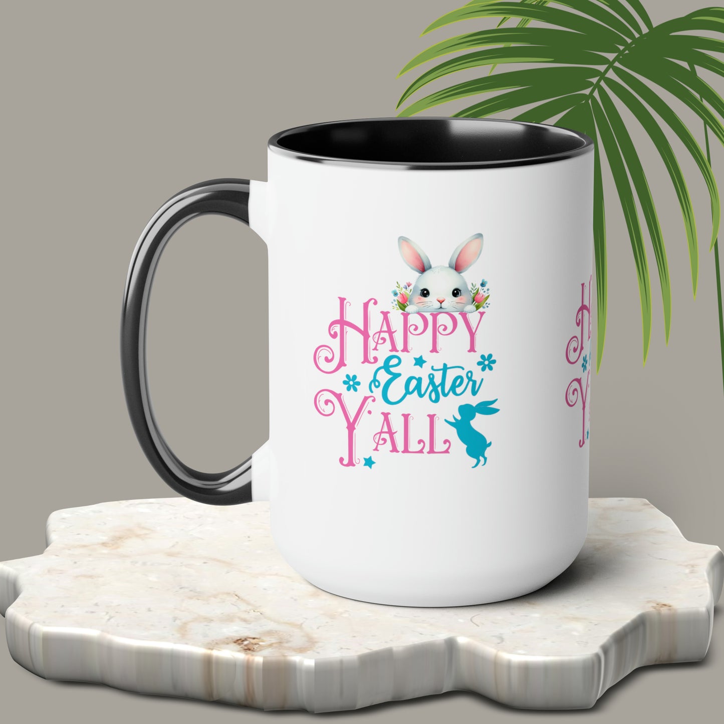 Happy Easter Two-Tone Coffee Mugs, 15oz