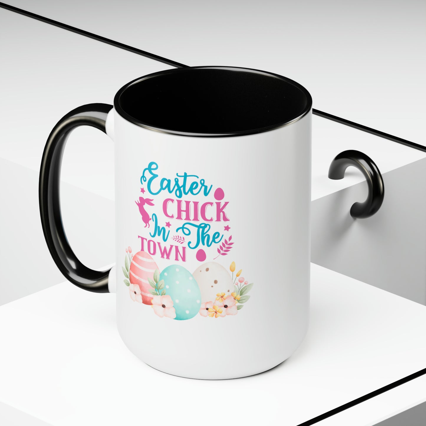 Happy Easter Two-Tone Coffee Mugs, 15oz