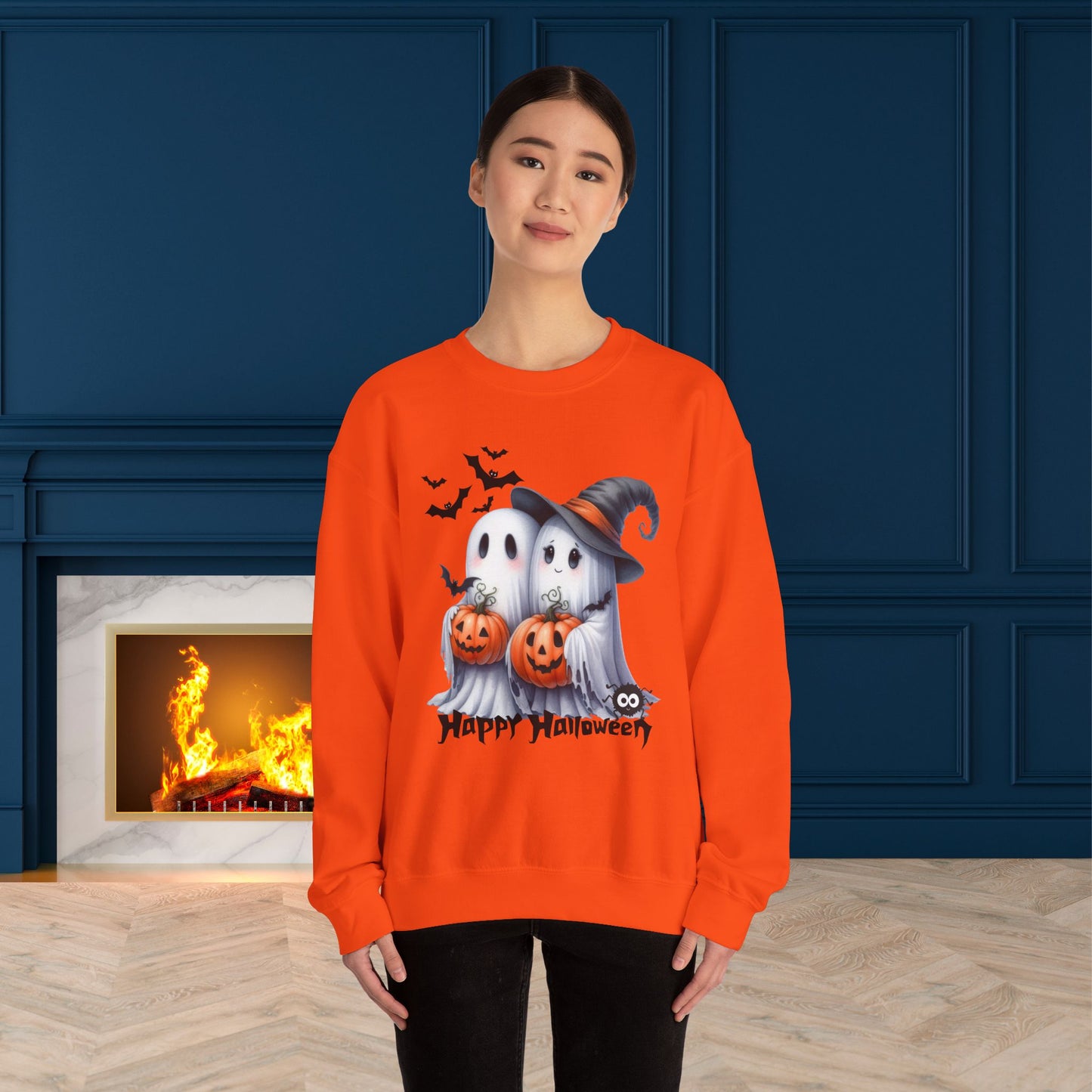 Happy Halloween Sweatshirt, Happy Halloween Sweatshirt - Unisex Heavy Blend Crewneck, Halloween Sweatshirt, Cute Spooky Ghost sweatshirt.