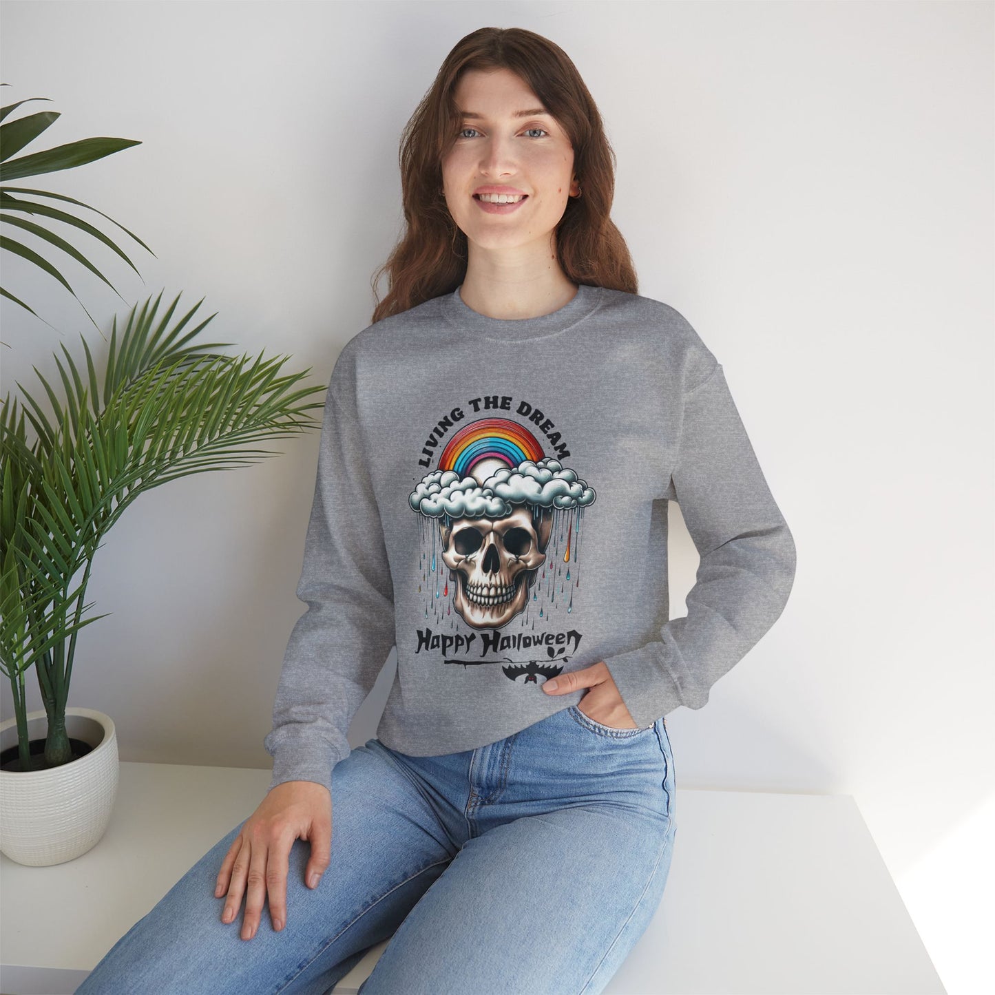 Halloween Sweatshirt, Happy Halloween Sweatshirt - Unisex Heavy Blend Crewneck, Halloween Sweatshirt, Cute Spooky Ghost sweatshirt.