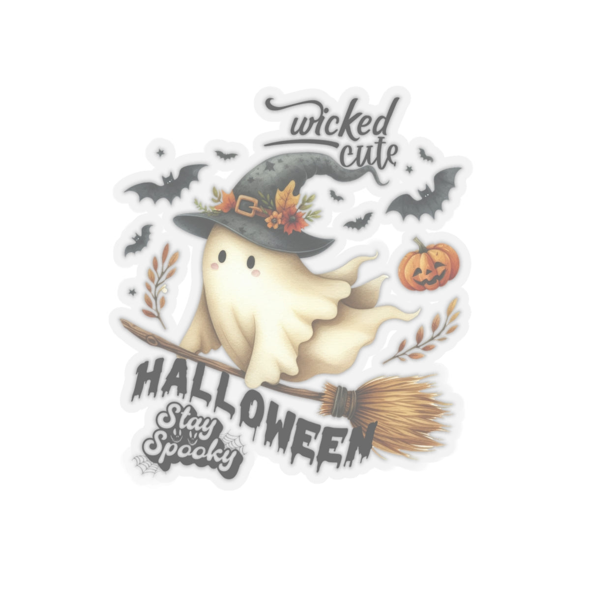 Stay Spooky Happy Halloween Kiss-Cut Stickers, Happy Halloween Kiss-Cut Stickers, Spooky Season Kiss-Cut Stickers, Trick Or Treat Halloween Kiss-Cut Stickers.