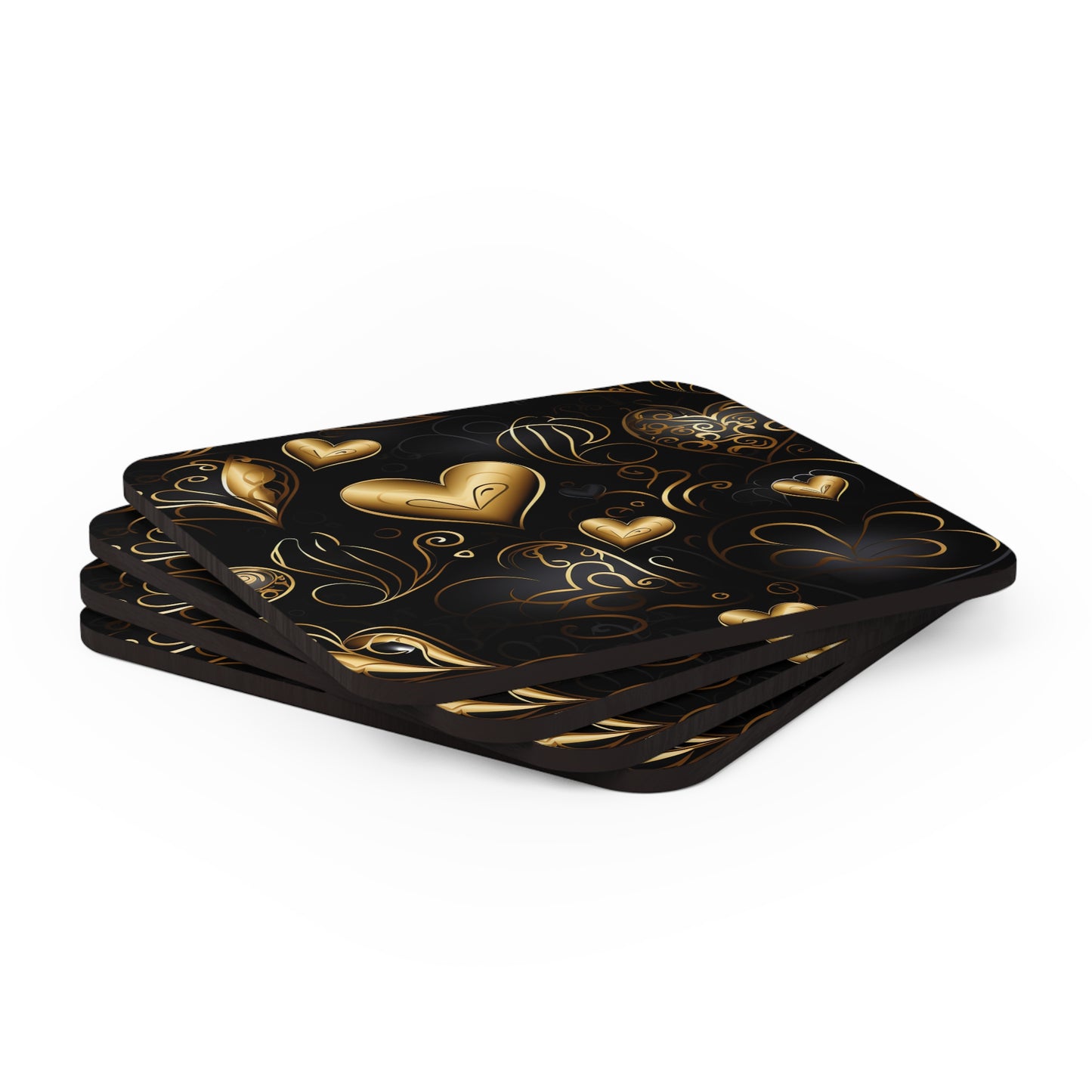 Happy Valentines Day Corkwood Coaster Set