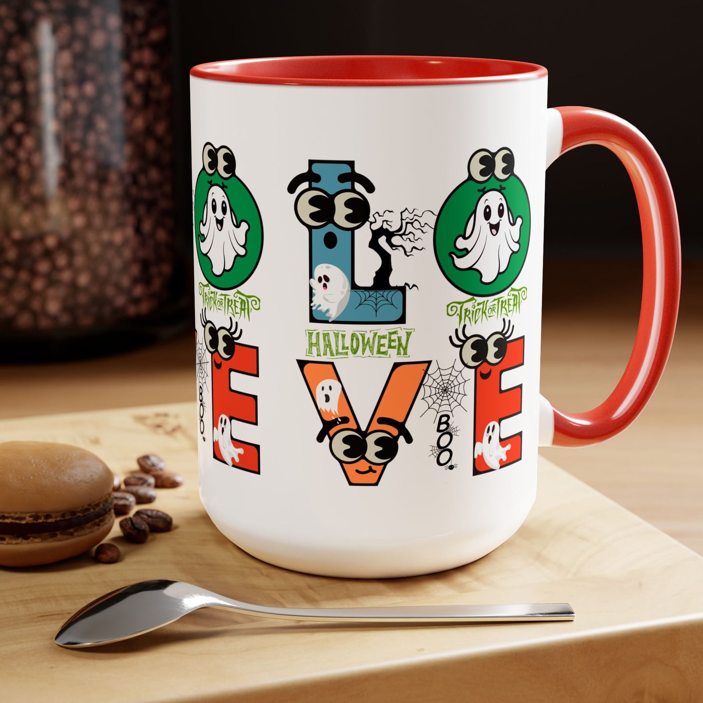 Love Happy Halloween Coffee Mug, Let's Go Halloween Coffee Mug, Trick or Treat Halloween Coffee Mug, Cute Ghost Coffee Mug, Spooky Season Halloween Coffee Mug.
