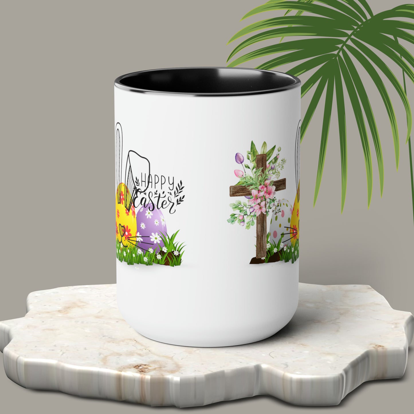 Happy EasterTwo-Tone Coffee Mugs, 15oz