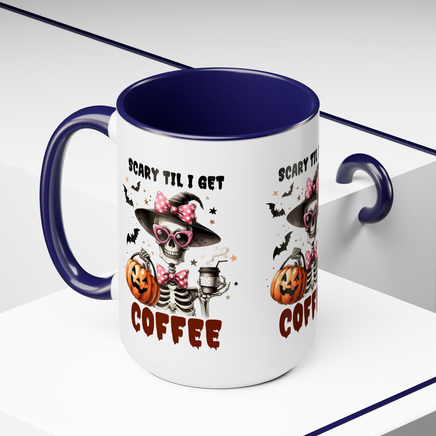 Scary Til I Get Coffee Halloween Coffee Mug, Let's Go Halloween Coffee Mug, Trick or Treat Halloween Coffee Mug, Cute Skeleton Coffee Mug, Spooky Season Halloween Coffee Mug.
