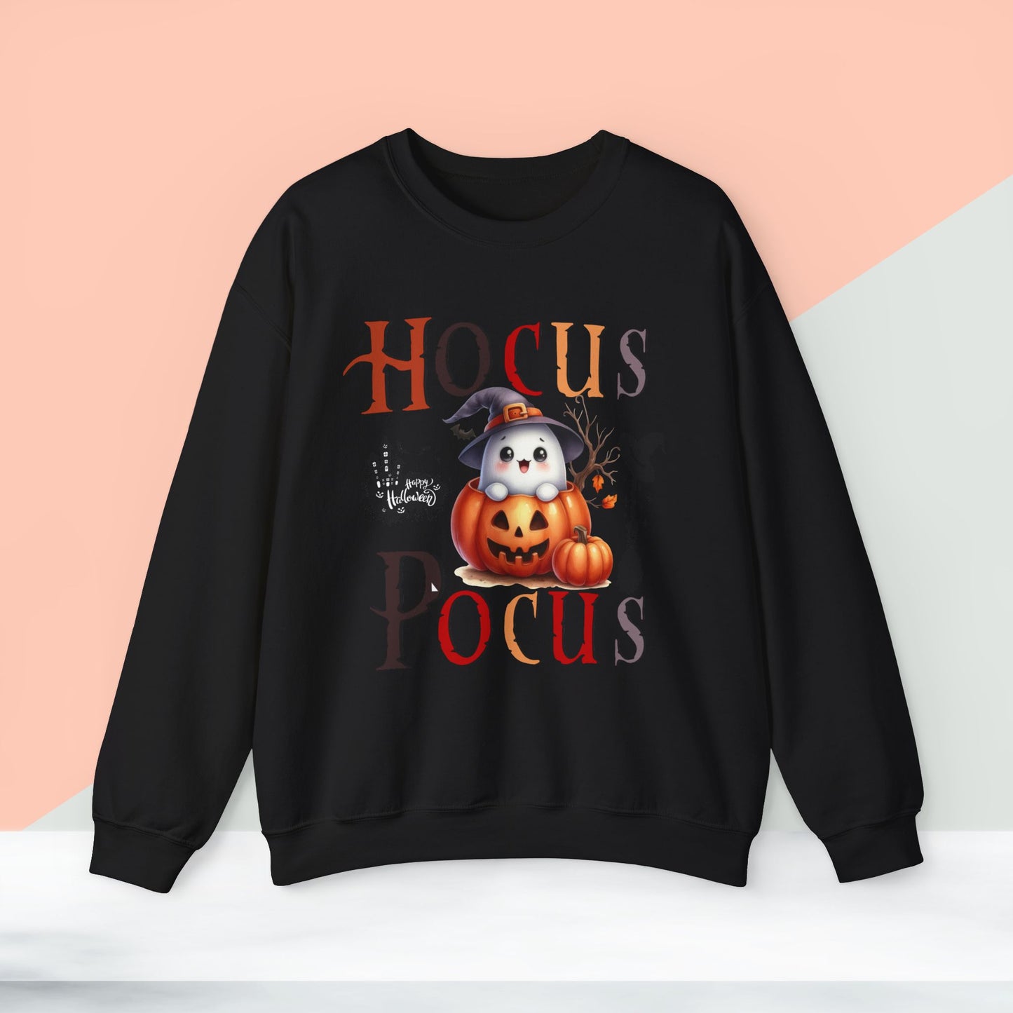 Hocus Pocus Happy Halloween Sweatshirt, Happy Halloween Sweatshirt - Unisex Heavy Blend Crewneck, Halloween Sweatshirt, Cute Spooky Ghost sweatshirt.