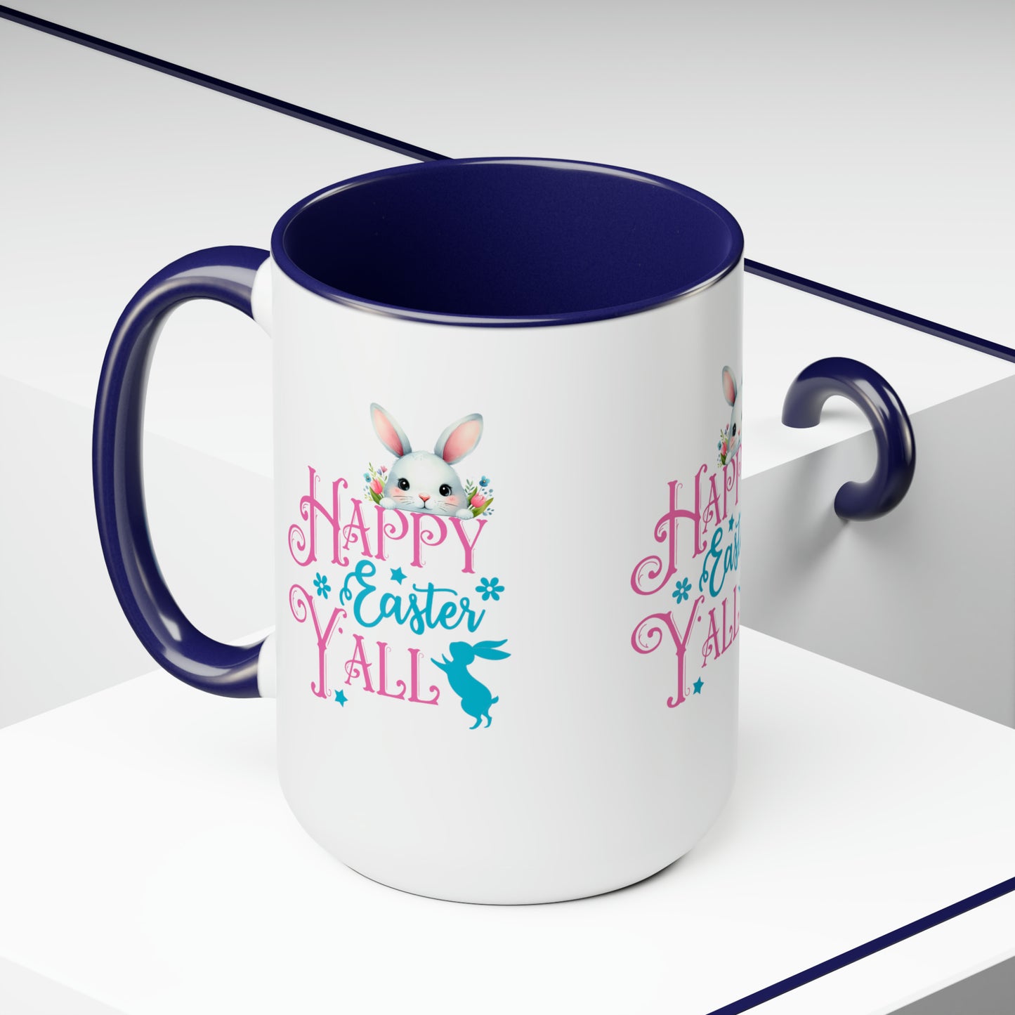 Happy Easter Two-Tone Coffee Mugs, 15oz