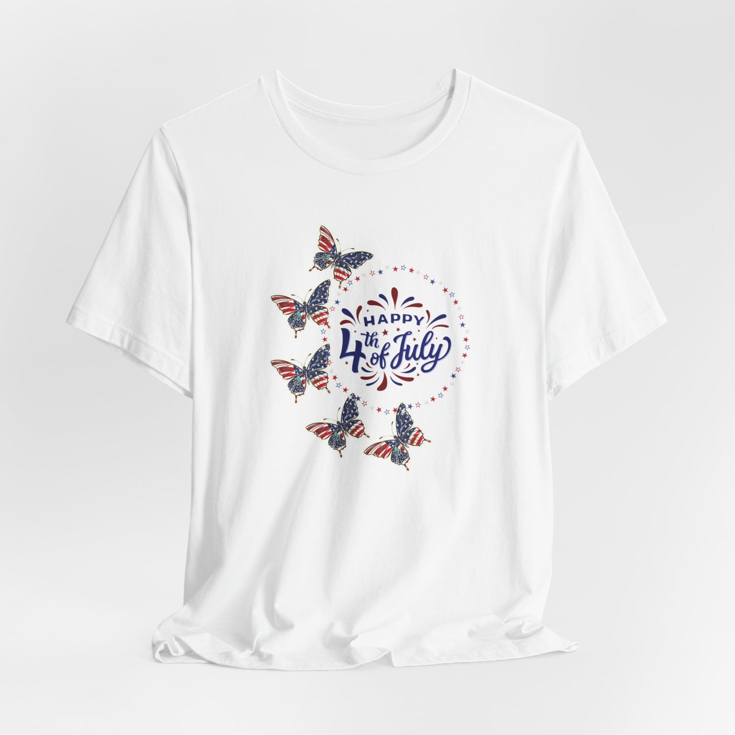 4th of July T-Shirt, Happy 4th Of July Butterfly T-Shirt, Fourth of July unisex jersey short sleeve.