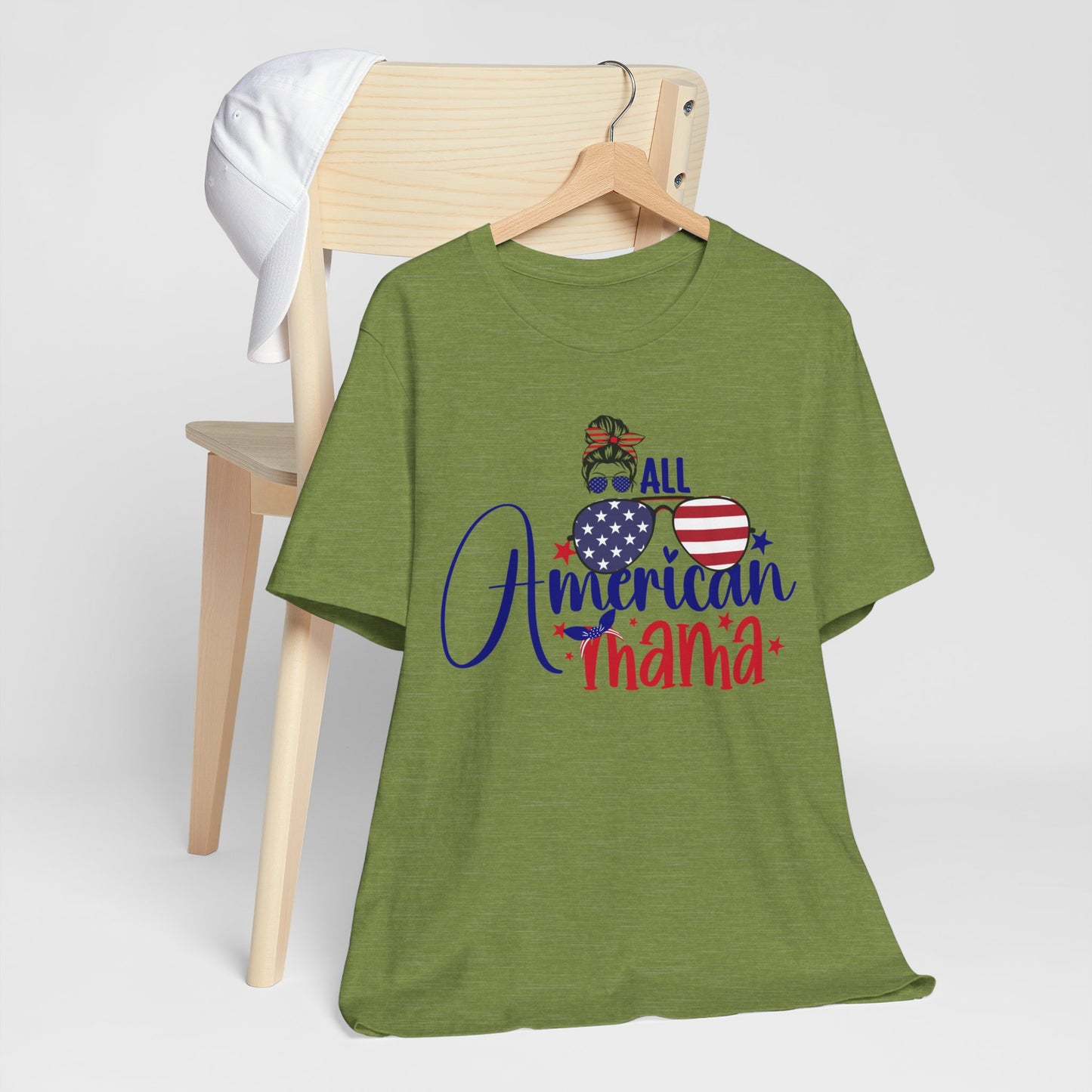 4th of July T-Shirt, All American Mama T-Shirt, Fourth of July unisex jersey short sleeve.