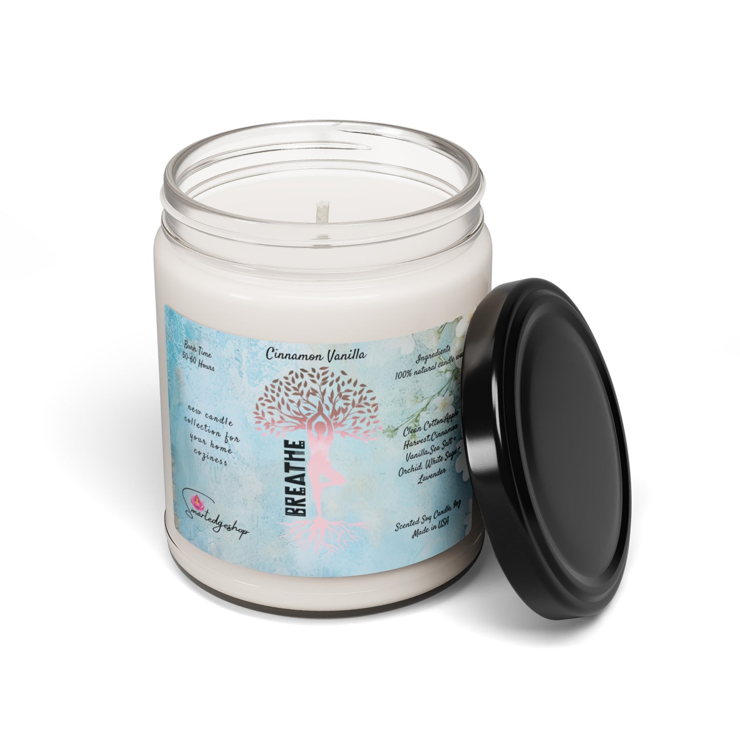 Breathe Yoga Scented Soy Candle, 9oz,Yoga , CuteCandle, Mindful Gift, Yoga lovers candle, Yoga Instructor Gift, Gift For Yoga lovers, Gift For Yogi.