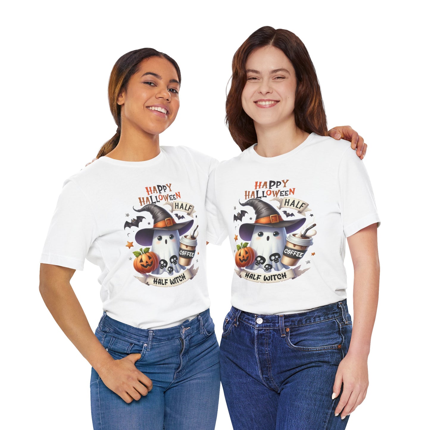 Half Coffee Half Witch T-shirt, Happy Halloween T-shirt, Trick Or Treat T-shirt, Halloween T-shirt, Cool Halloween T-shirt, Spooky T-shirt,