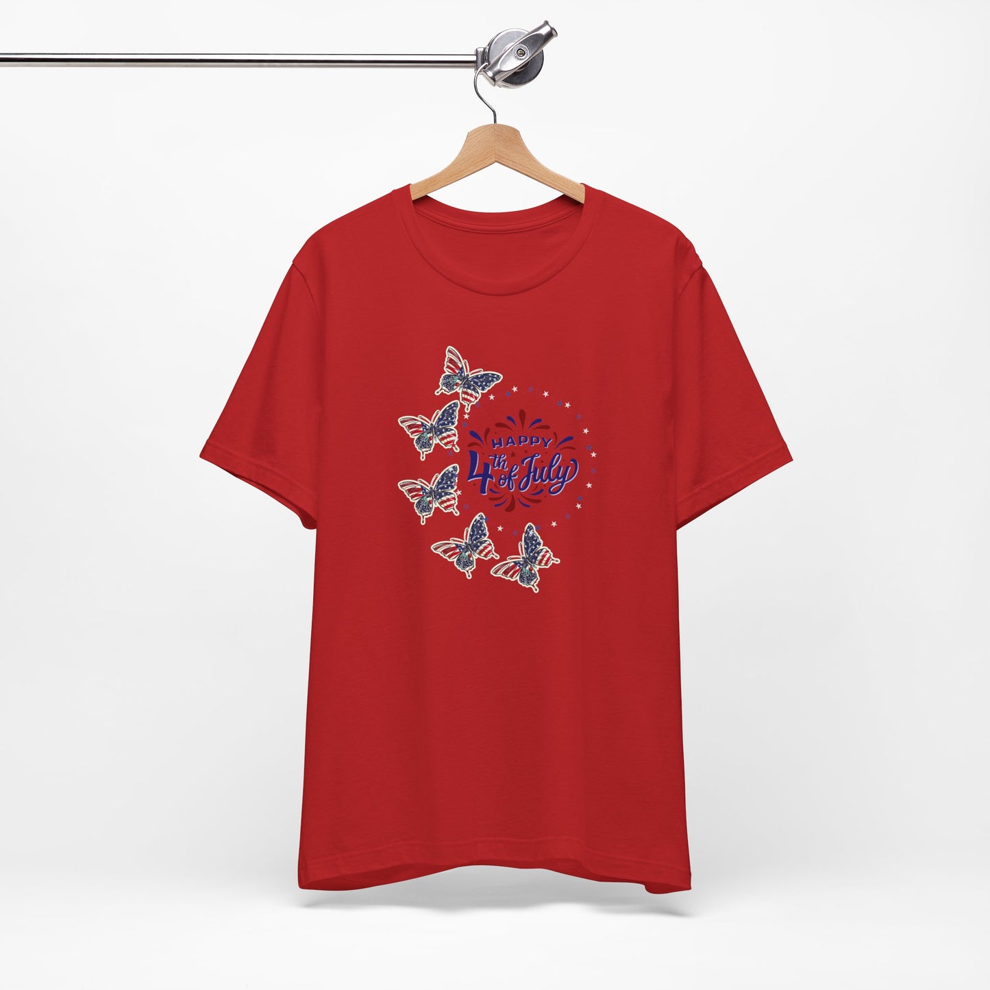 4th of July T-Shirt, Happy 4th Of July Butterfly T-Shirt, Fourth of July unisex jersey short sleeve.