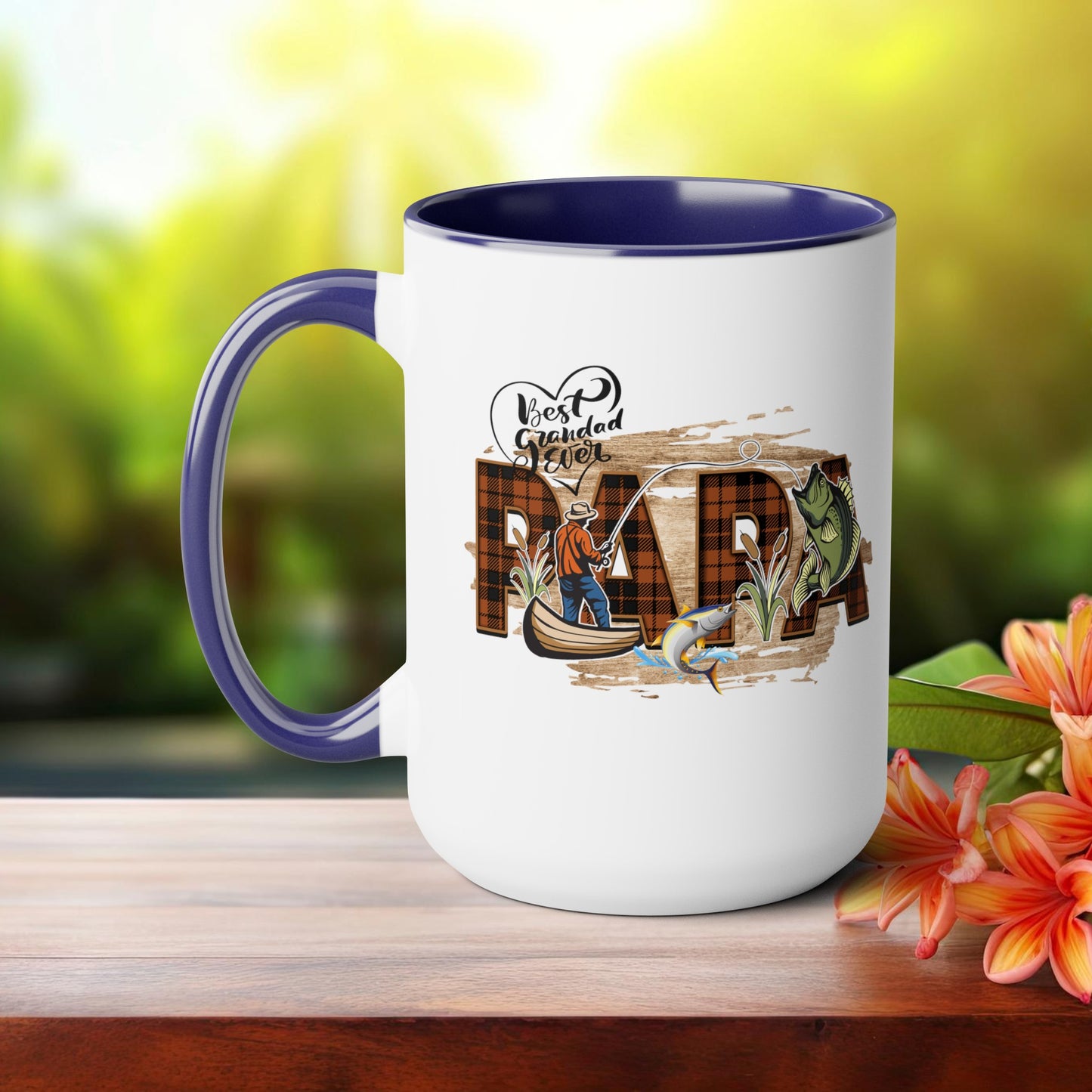 Happy father's dayTow-Tone Coffee Mug.15oz, Gift for Papa, Coffee Mug For Papa.