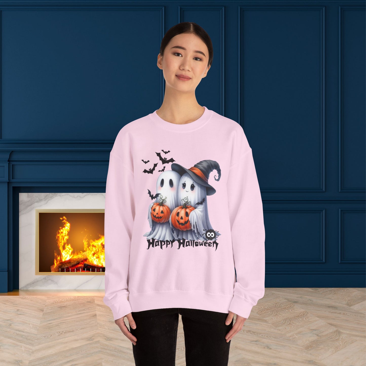 Happy Halloween Sweatshirt, Happy Halloween Sweatshirt - Unisex Heavy Blend Crewneck, Halloween Sweatshirt, Cute Spooky Ghost sweatshirt.