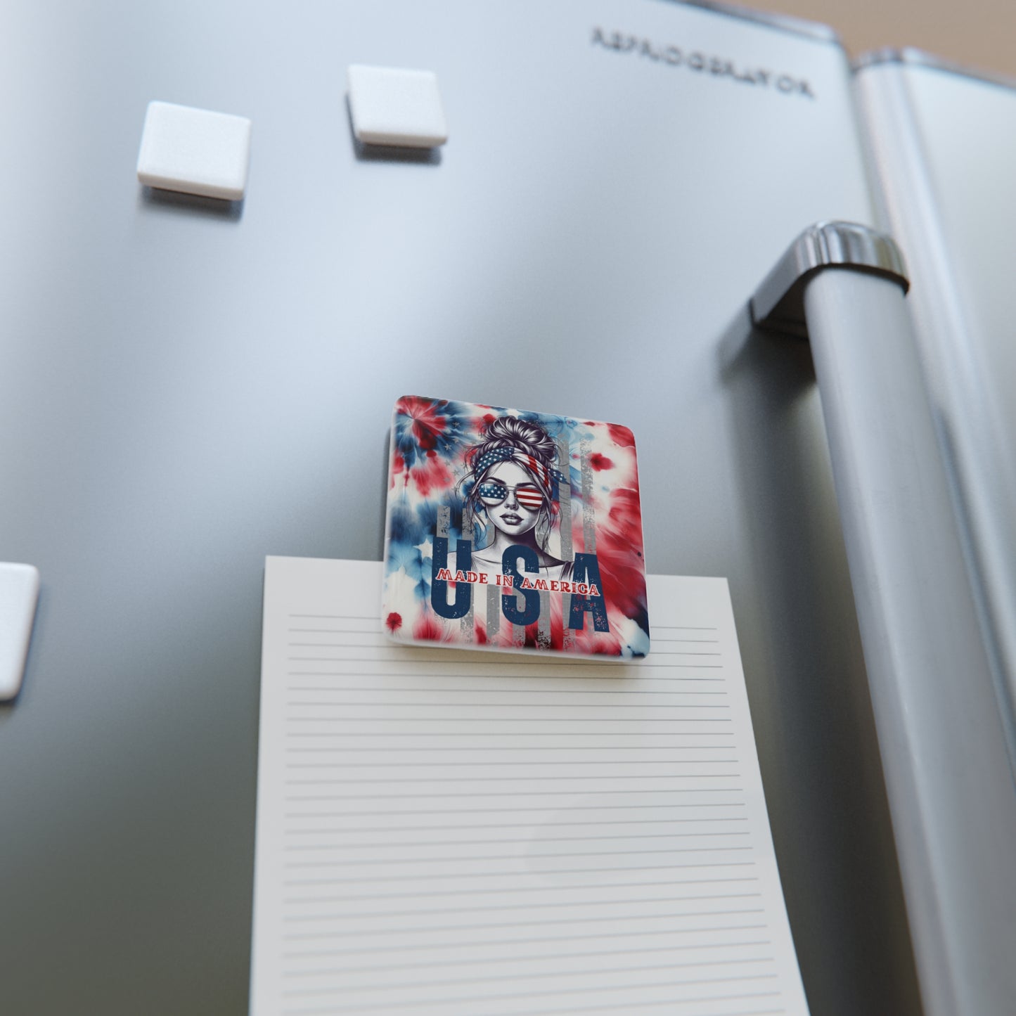 Happy 4th of July Porcelain Magnet, Square, Sunflower Magnet, America, Flag, Peace Love America. Proud To Be An American, Red White Blue Magnet, God Bless America Magnet.