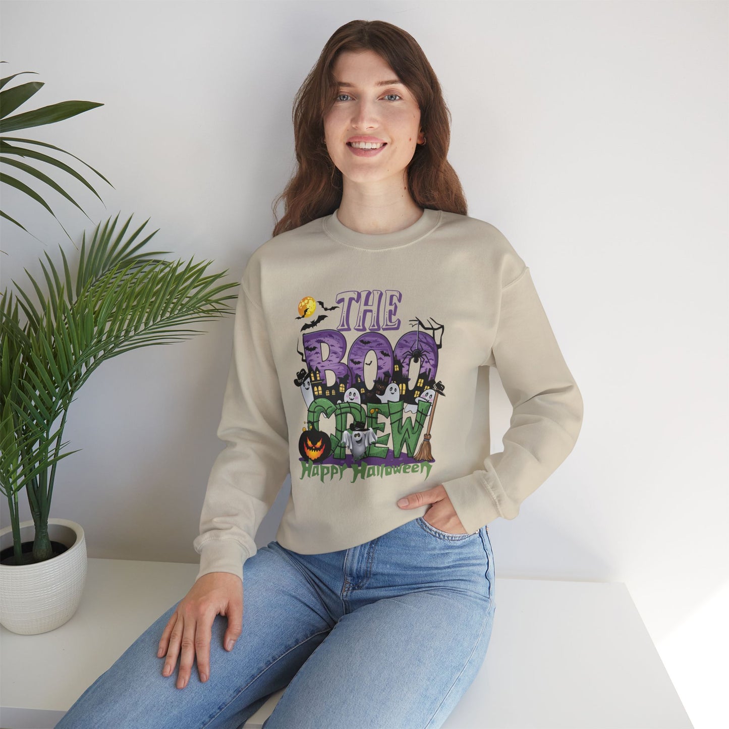 The Boo Crew Halloween Sweatshirt, Happy Halloween Sweatshirt - Unisex Heavy Blend Crewneck, Halloween Sweatshirt, Cute Spooky Ghost sweatshirt.