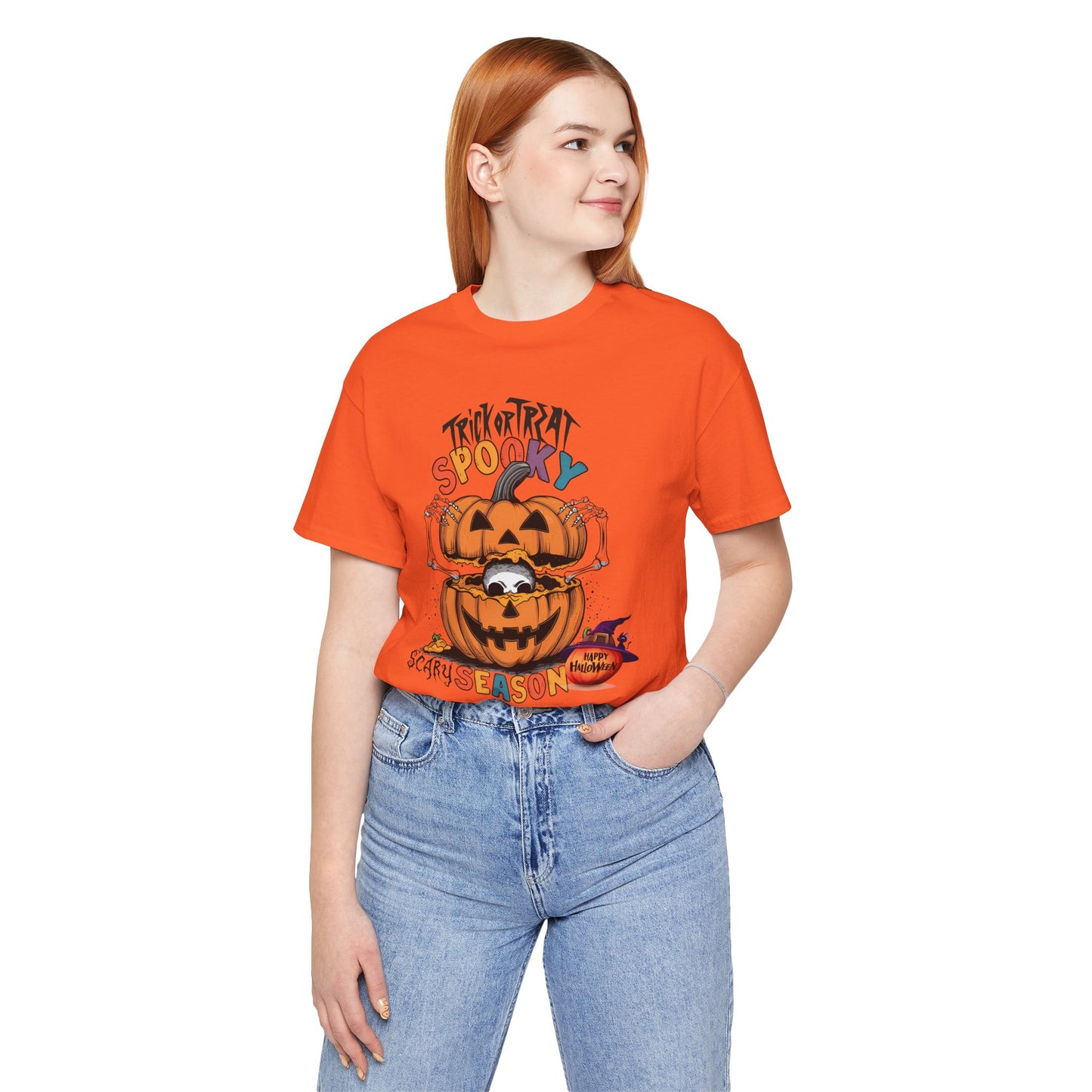 Spooky Scary Season T-shirt, Happy Halloween Skeleton T-shirt, Happy Halloween T-shirt, Trick Or Treat T-shirt, Halloween T-shirt, Cool Halloween T-shirt, Spooky T-shirt,
