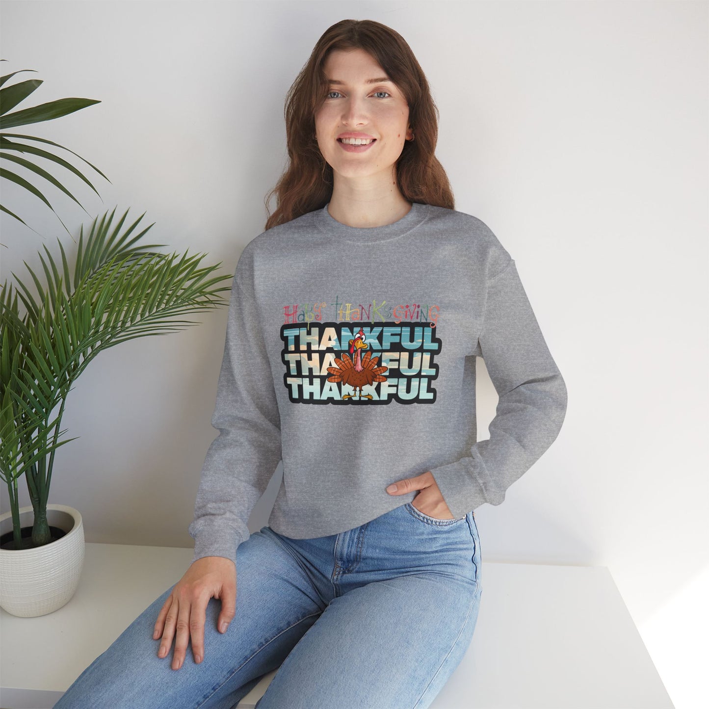 Thankful Sweatshirt, HappyThanksgiving Sweatshirt - Unisex Heavy Blend, Happy Thanksgiving2024 Sweatshirt, Thanksgiving Gift, Festive Sweatshirt.