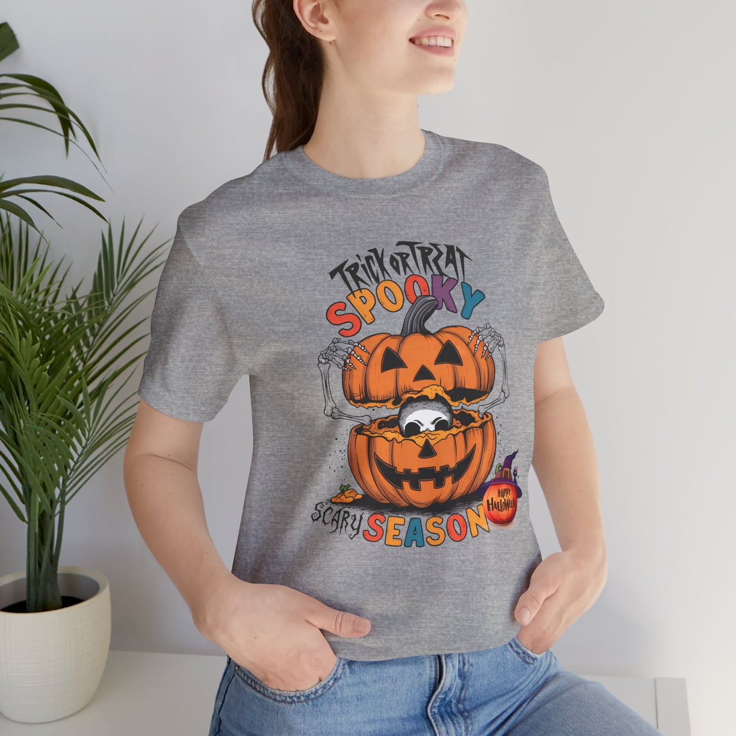 Spooky Scary Season T-shirt, Happy Halloween Skeleton T-shirt, Happy Halloween T-shirt, Trick Or Treat T-shirt, Halloween T-shirt, Cool Halloween T-shirt, Spooky T-shirt,