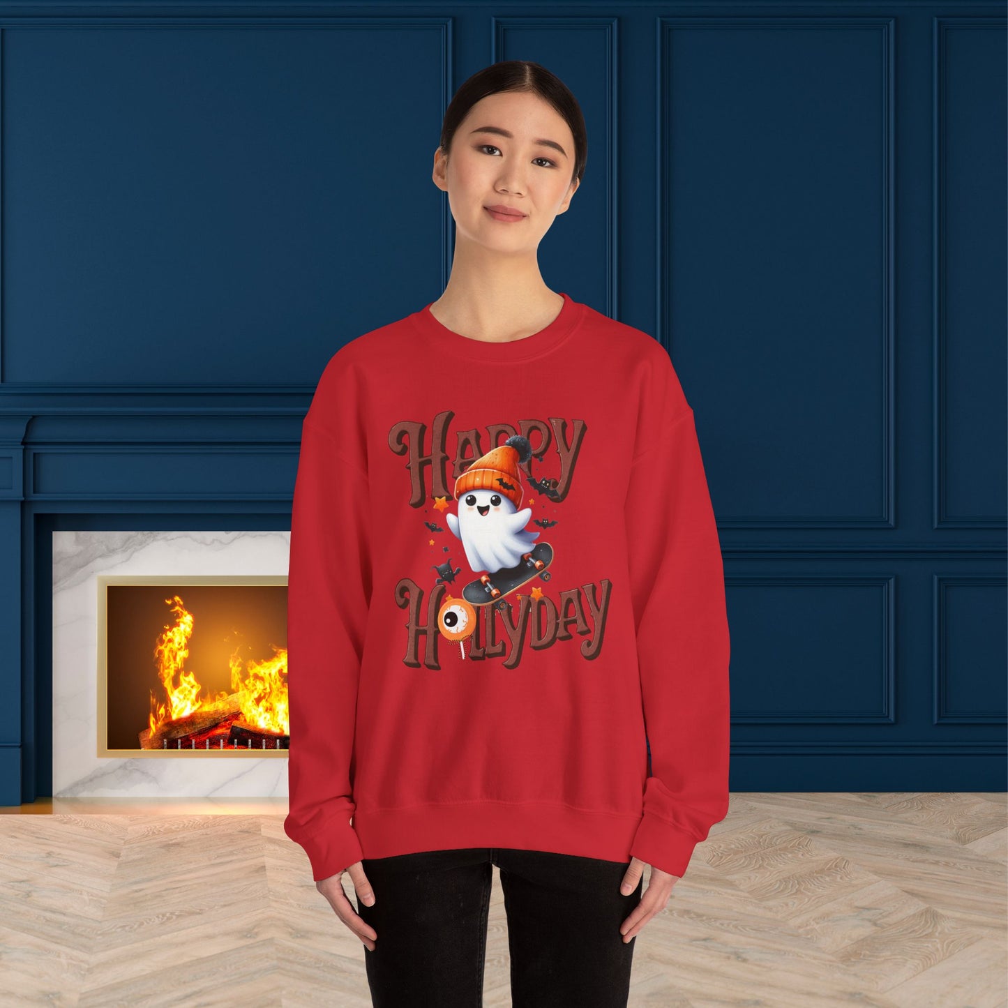 Happy Halloween Sweatshirt, Happy Halloween Sweatshirt - Unisex Heavy Blend Crewneck, Halloween Sweatshirt, Cute Spooky Ghost sweatshirt.