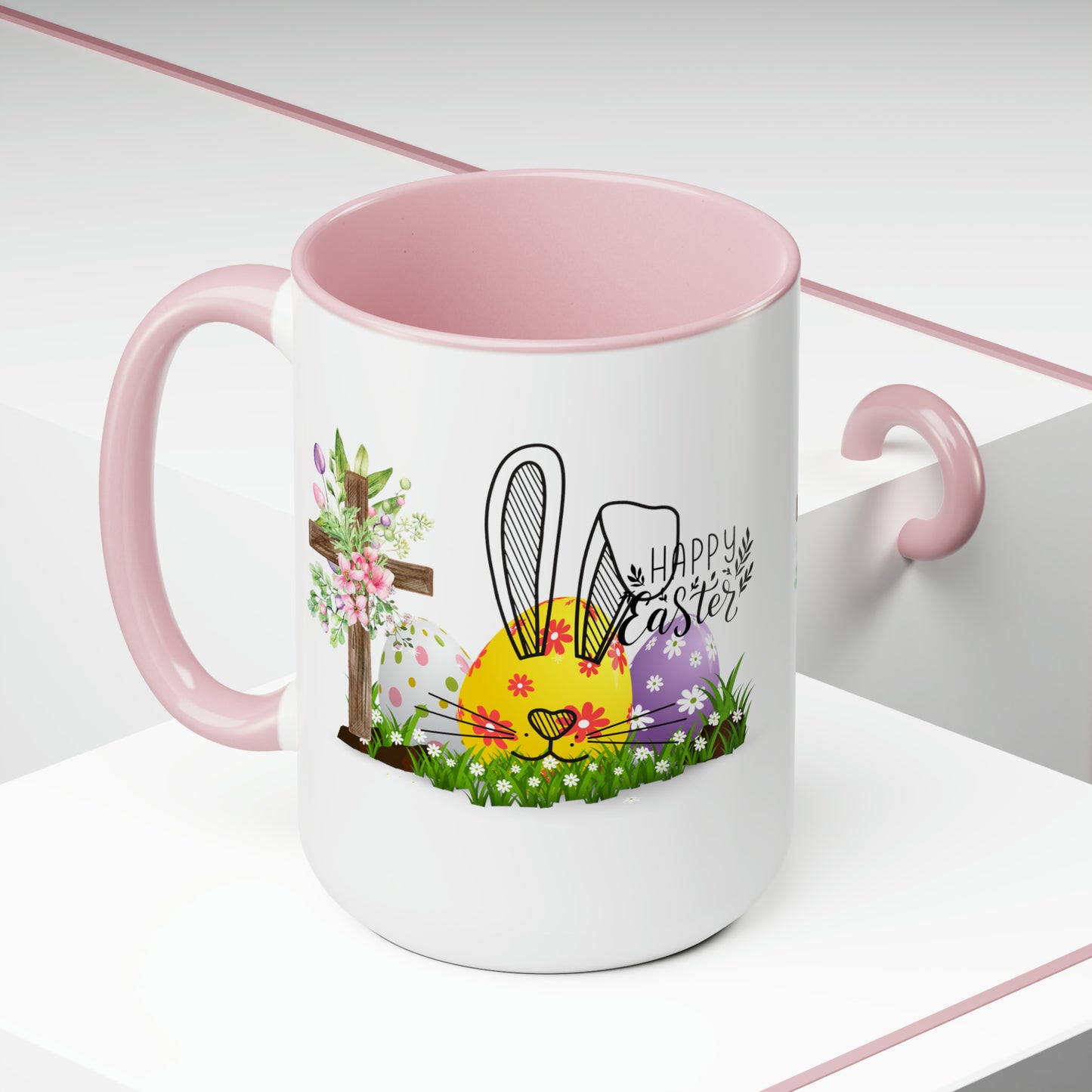 Happy EasterTwo-Tone Coffee Mugs, 15oz
