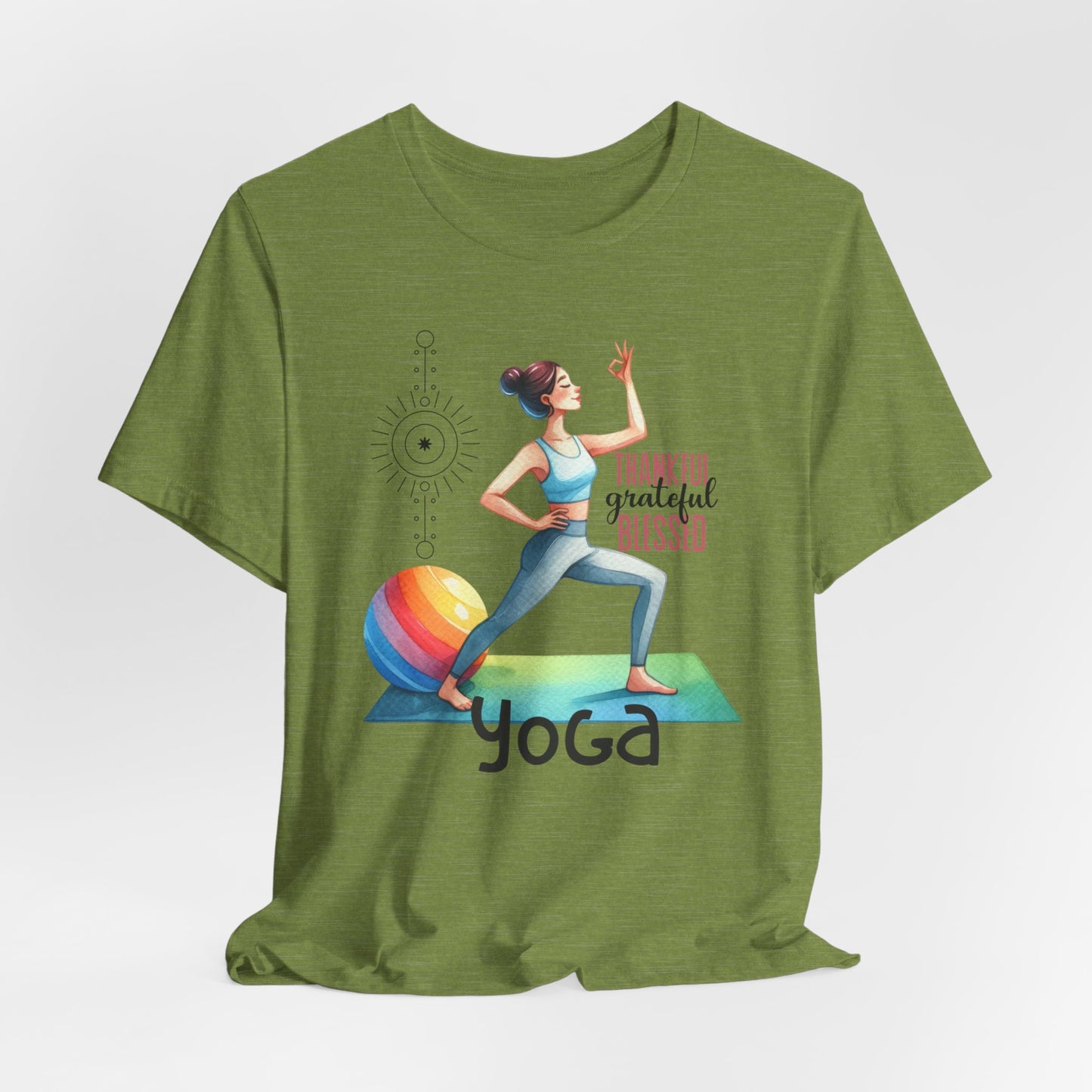 Thankful Grateful Blessed Yoga Design T-Shirt, Cute Yoga workout Shirt, Yoga lovers T-shirt, Yoga Instructor Gift, Gym shirt, Gift For Yoga lover, Gift For Yogi.