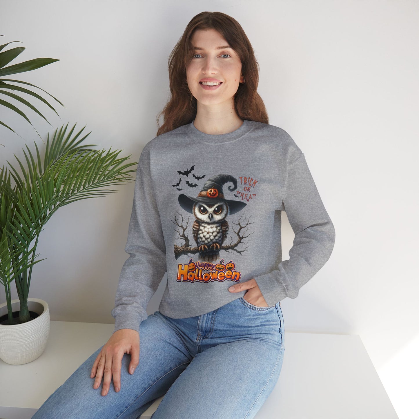 Happy Halloween Sweatshirt, Happy Halloween Sweatshirt - Unisex Heavy Blend Crewneck, Halloween Sweatshirt, Cute Spooky Ghost sweatshirt.