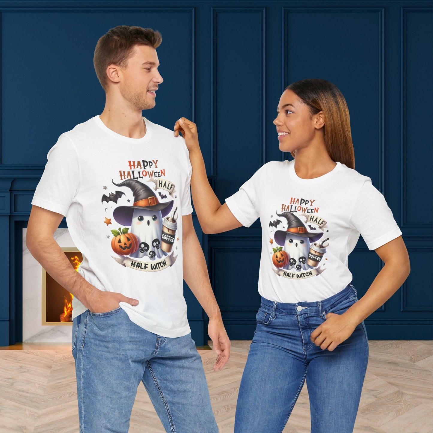 Half Coffee Half Witch T-shirt, Happy Halloween T-shirt, Trick Or Treat T-shirt, Halloween T-shirt, Cool Halloween T-shirt, Spooky T-shirt,
