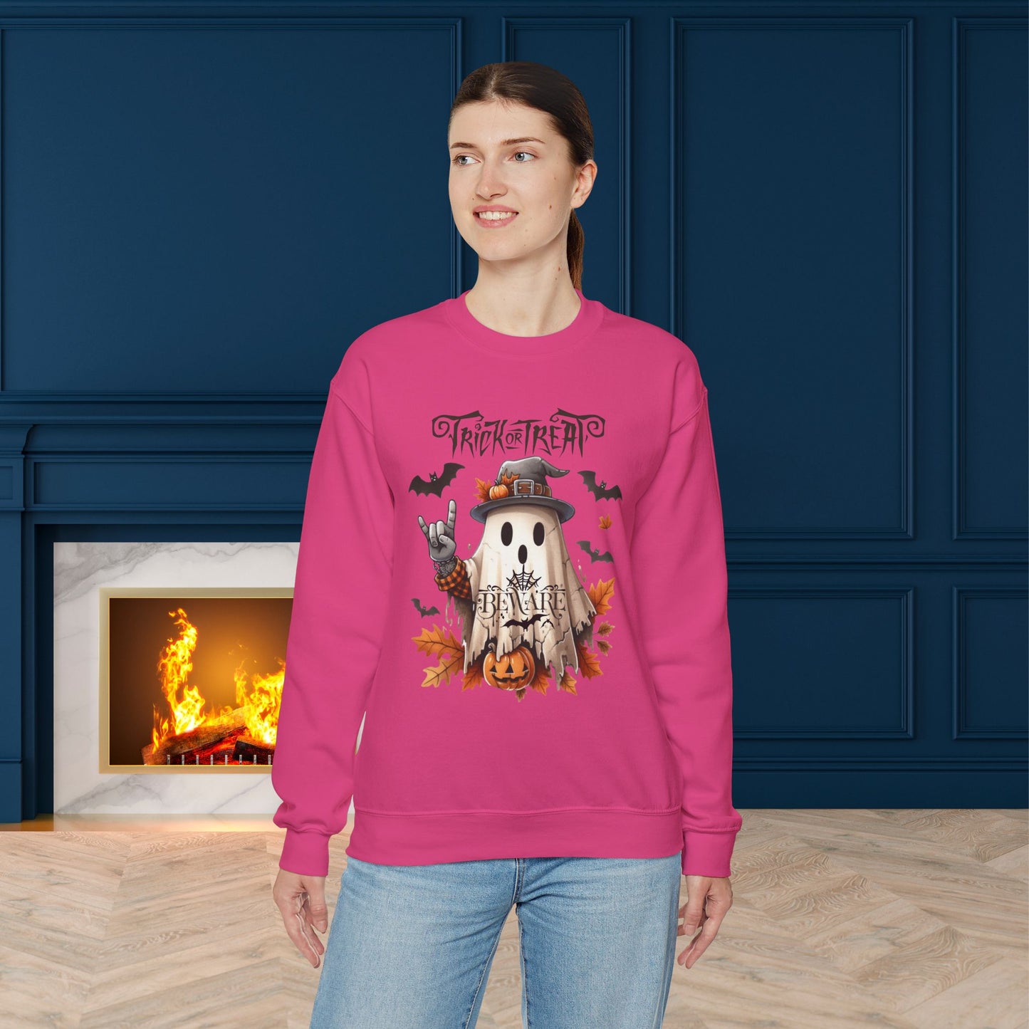 Trick Or Treat Halloween Sweatshirt, Happy Halloween Sweatshirt - Unisex Heavy Blend Crewneck, Halloween Sweatshirt, Cute Spooky Ghost sweatshirt.
