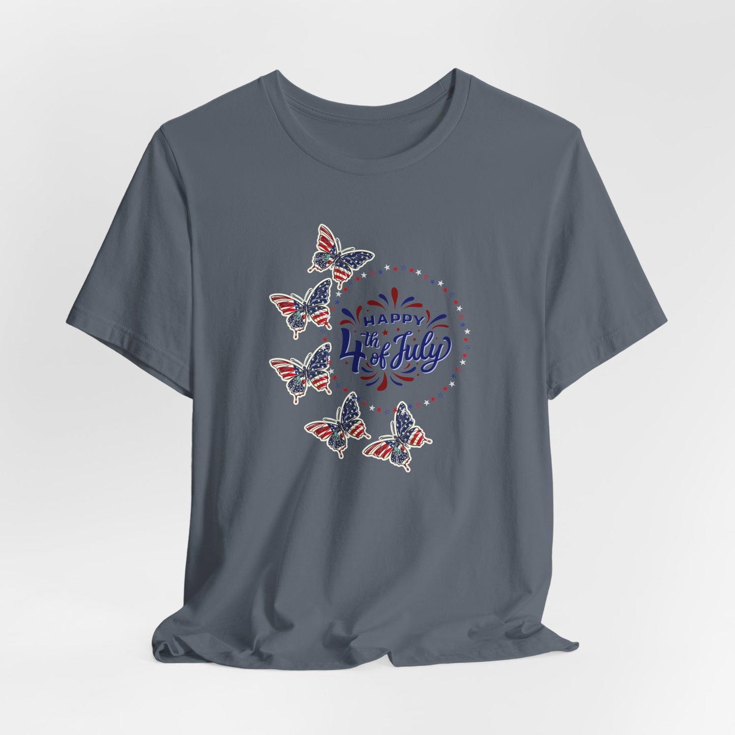4th of July T-Shirt, Happy 4th Of July Butterfly T-Shirt, Fourth of July unisex jersey short sleeve.