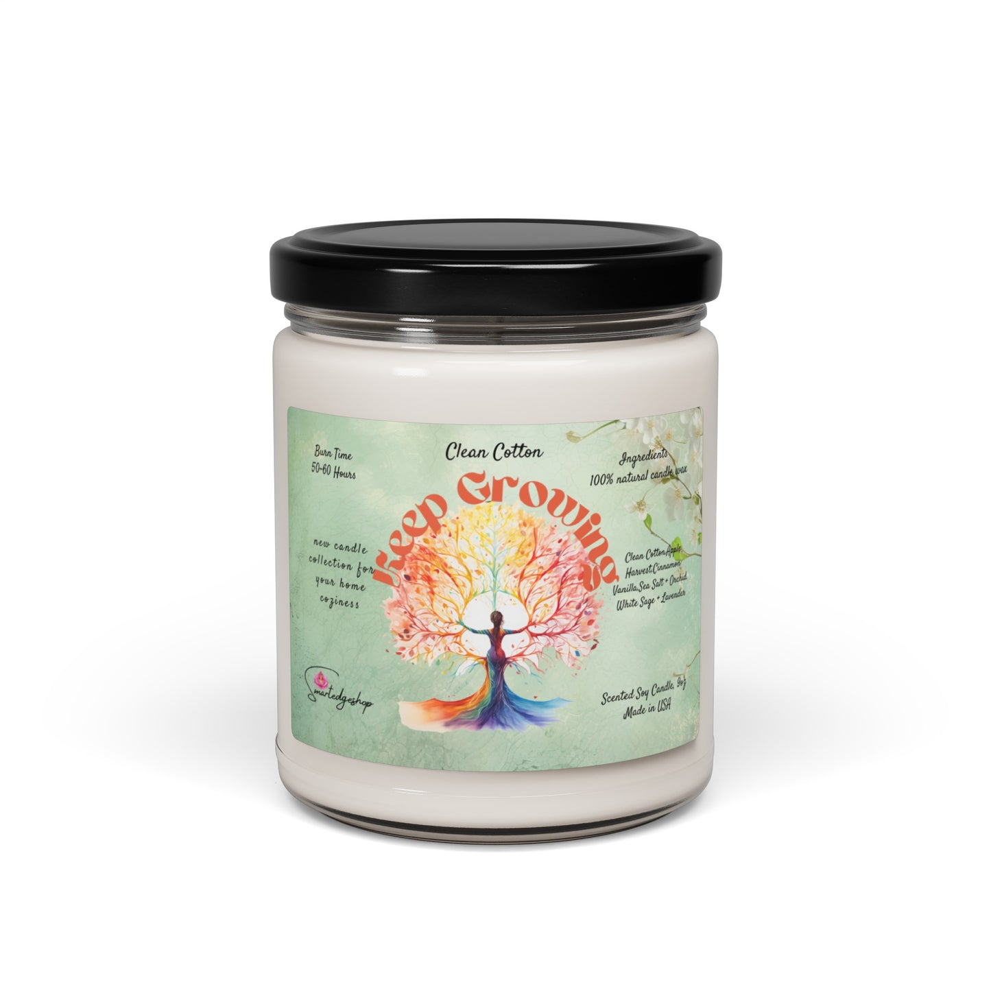 Keep Growing Yoga Scented Soy Candle, 9oz,Yoga , CuteCandle, Mindful Gift, Yoga lovers candle, Yoga Instructor Gift, Gift For Yoga lovers, Gift For Yogi.